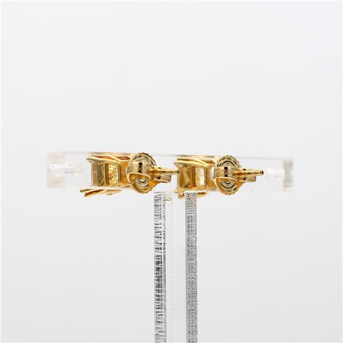 GIA Certified Natural Yellow Radiant Diamond 2.00 Carat TW Gold Stud Earrings