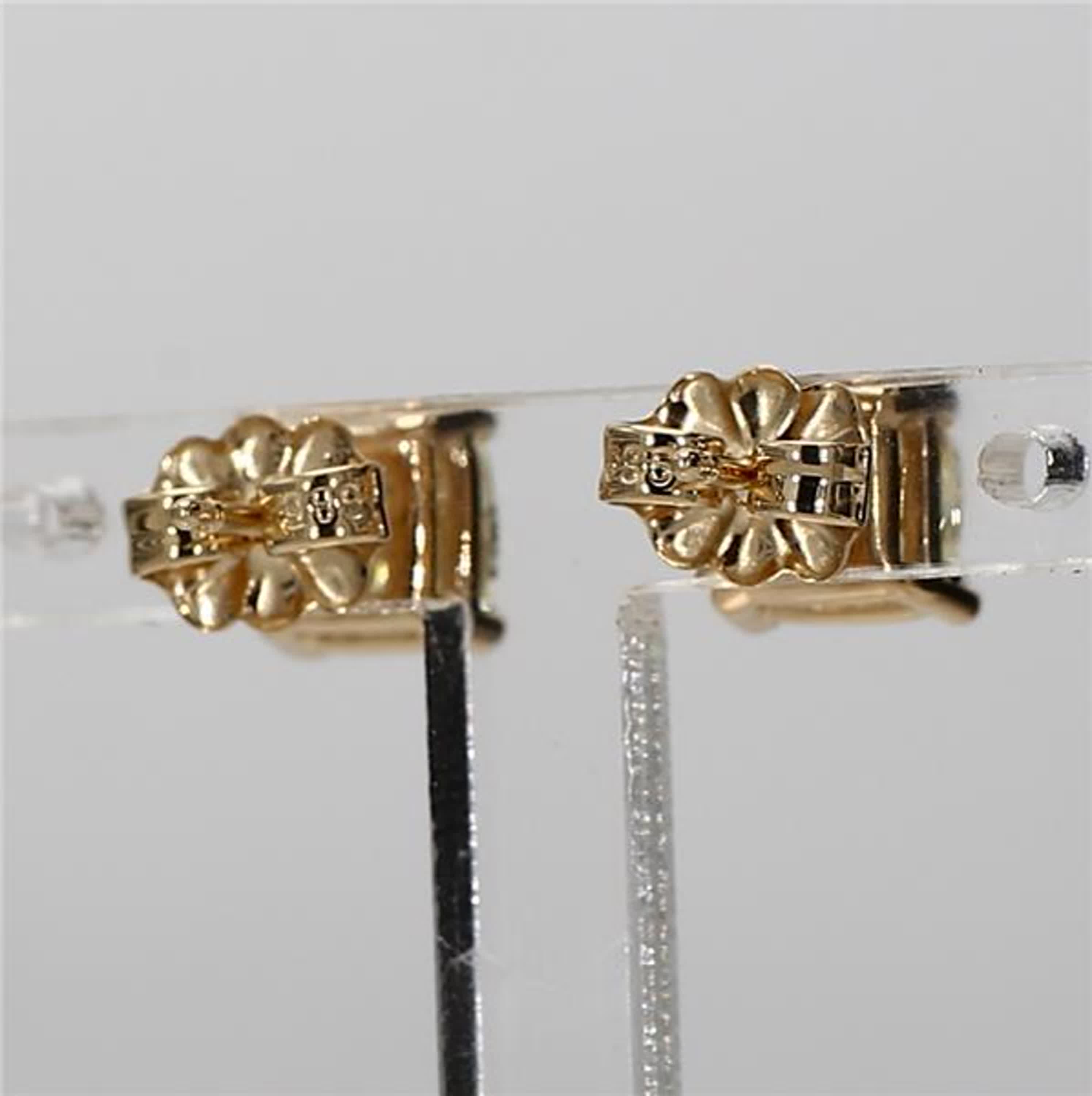 GIA Certified Natural Yellow Cushion Diamond 2.04 Carat TW Gold Stud Earrings