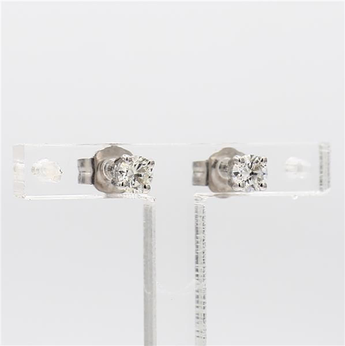 Natural White Round Diamond .34 Carat TW White Gold Stud Earrings