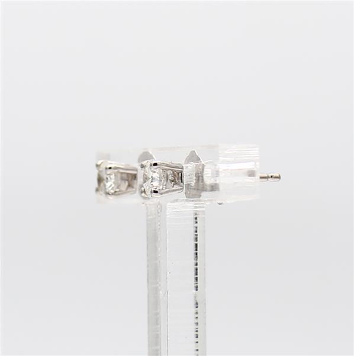 Natural White Round Diamond .34 Carat TW White Gold Stud Earrings