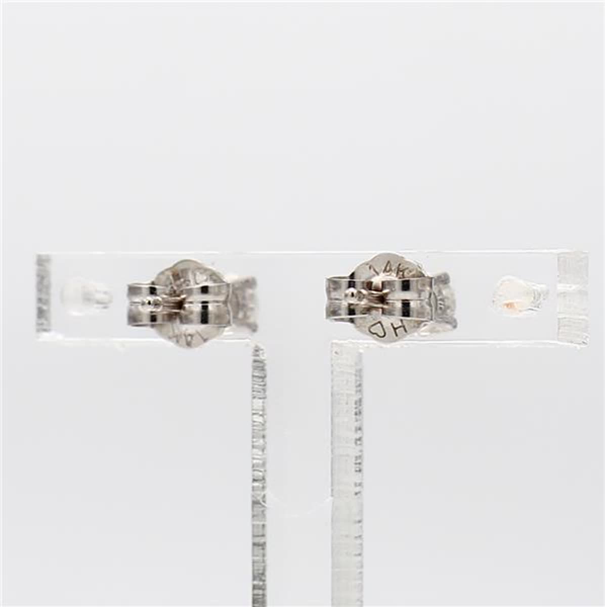 Natural White Round Diamond .34 Carat TW White Gold Stud Earrings