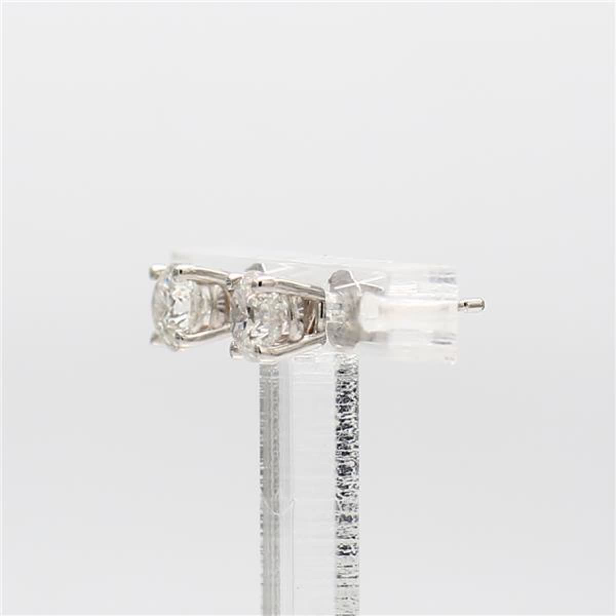 Natural White Round Diamond 1.00 Carat TW White Gold Stud Earrings