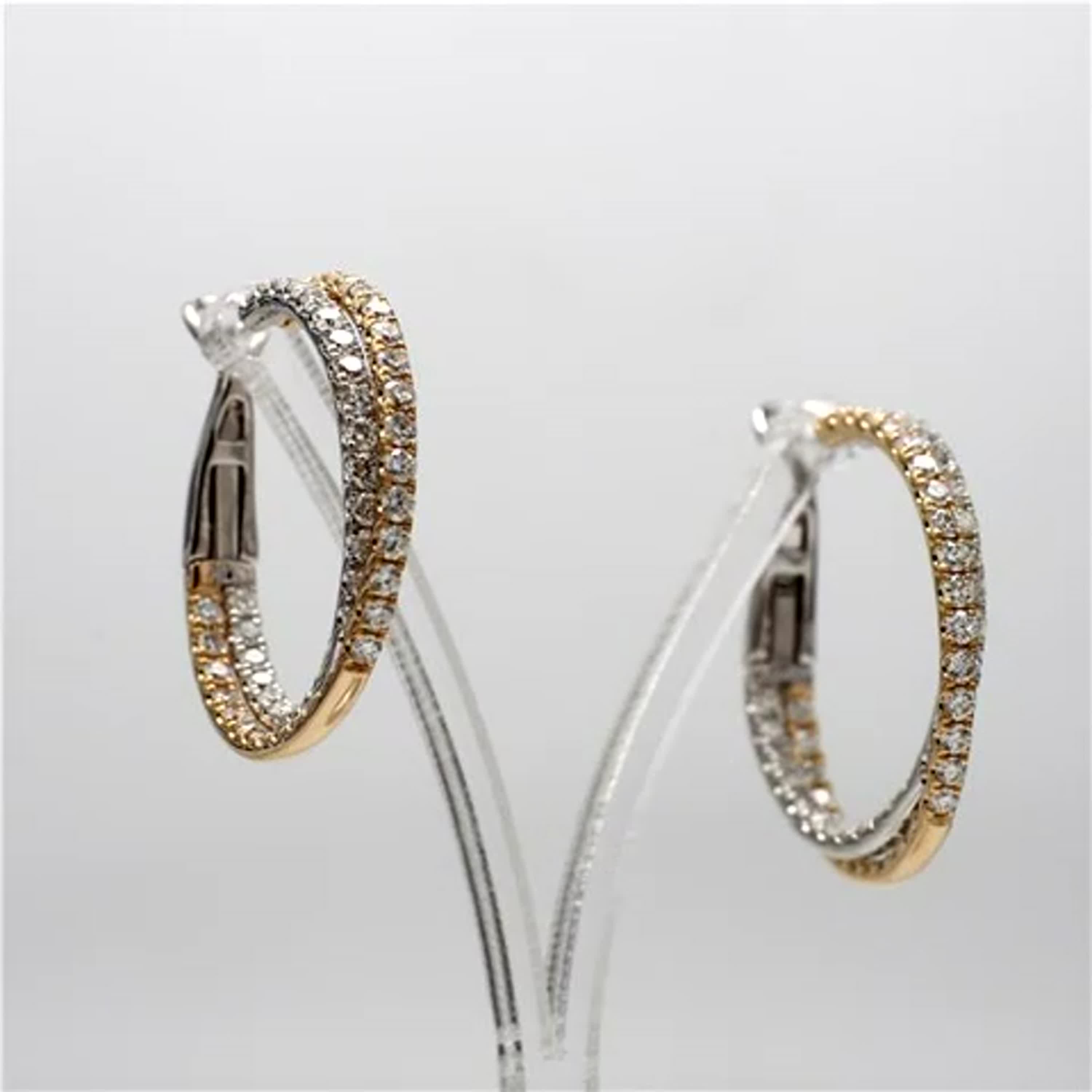Natural White Round Diamond 2.66 Carat TW Gold Hoop Earrings