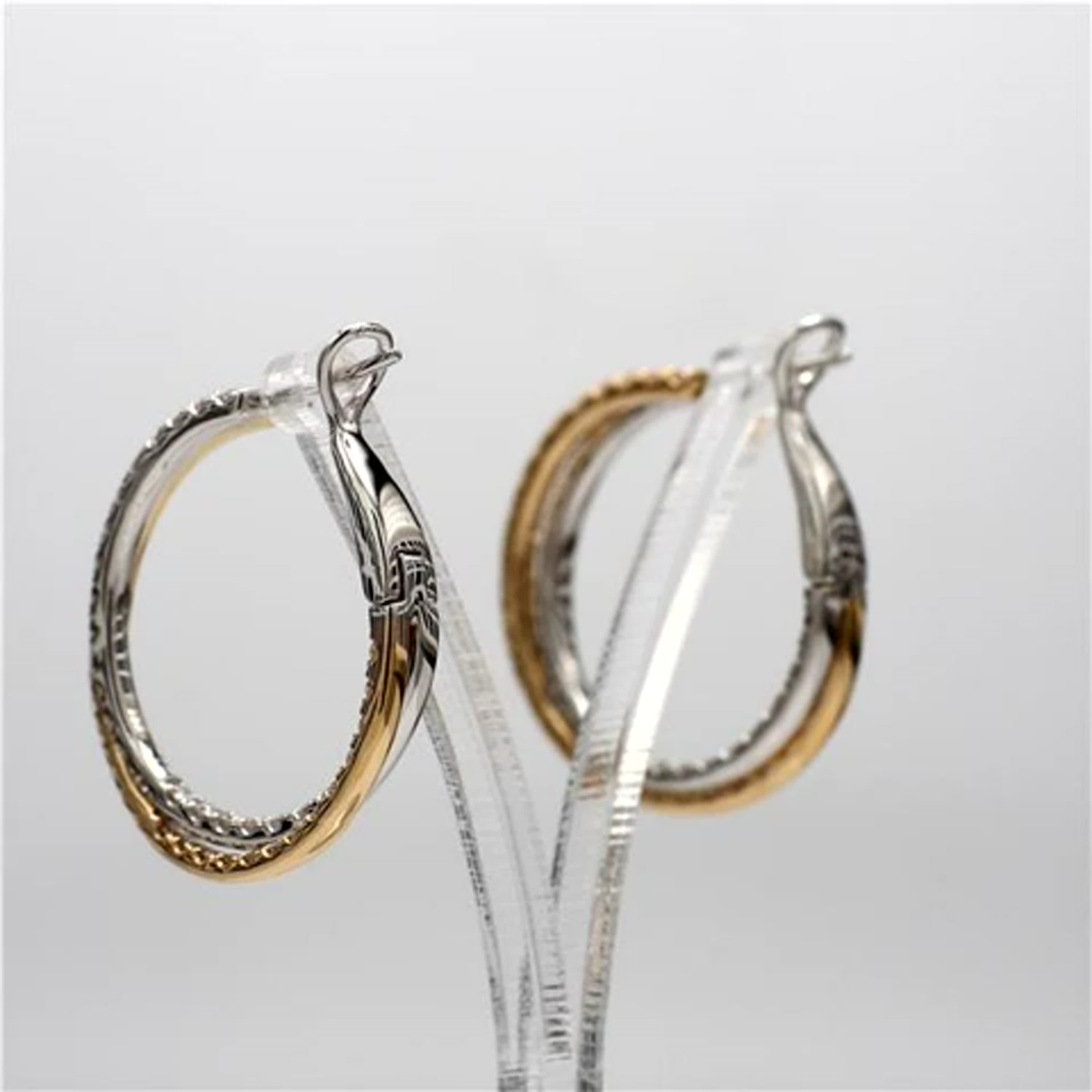 Natural White Round Diamond 2.66 Carat TW Gold Hoop Earrings