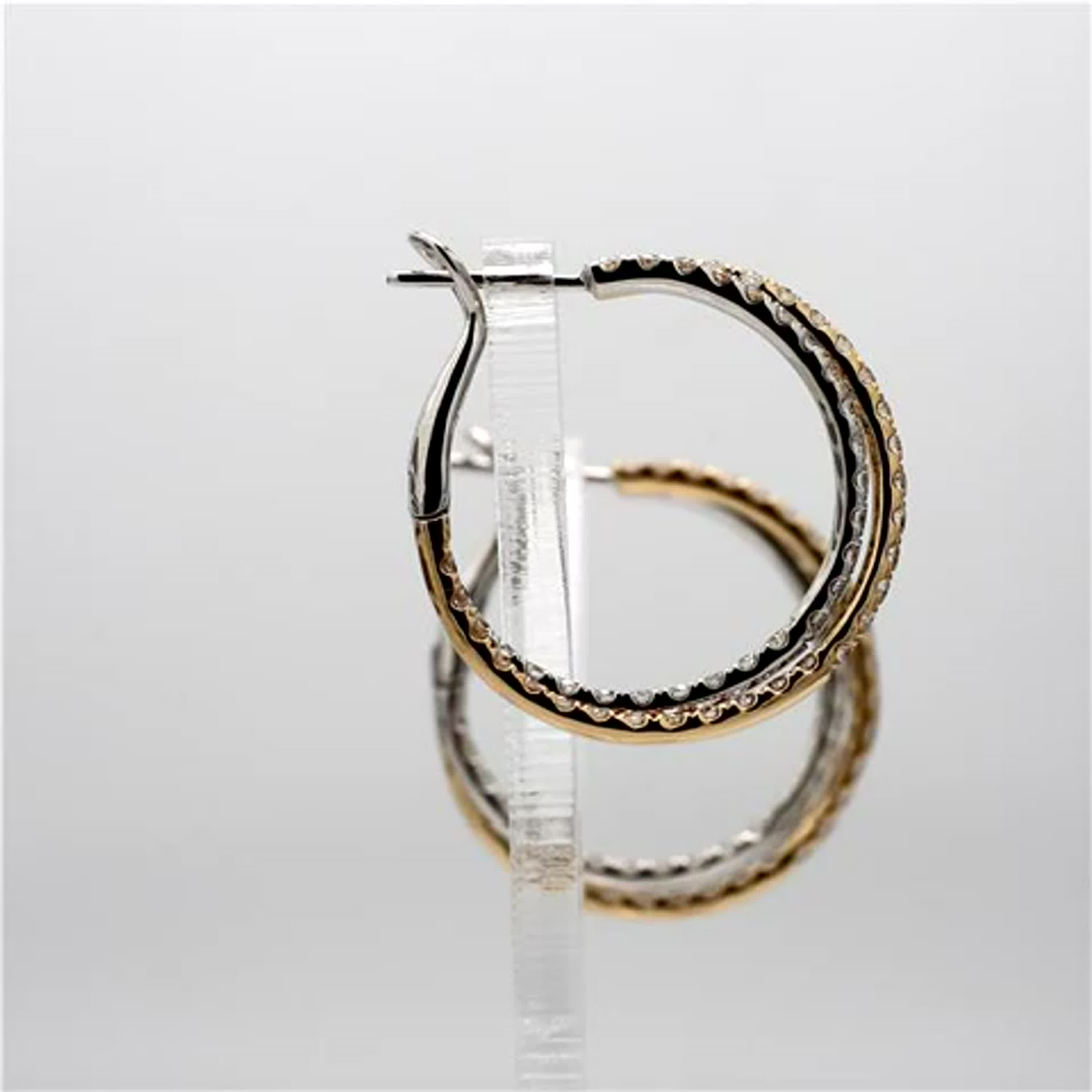 Natural White Round Diamond 2.66 Carat TW Gold Hoop Earrings