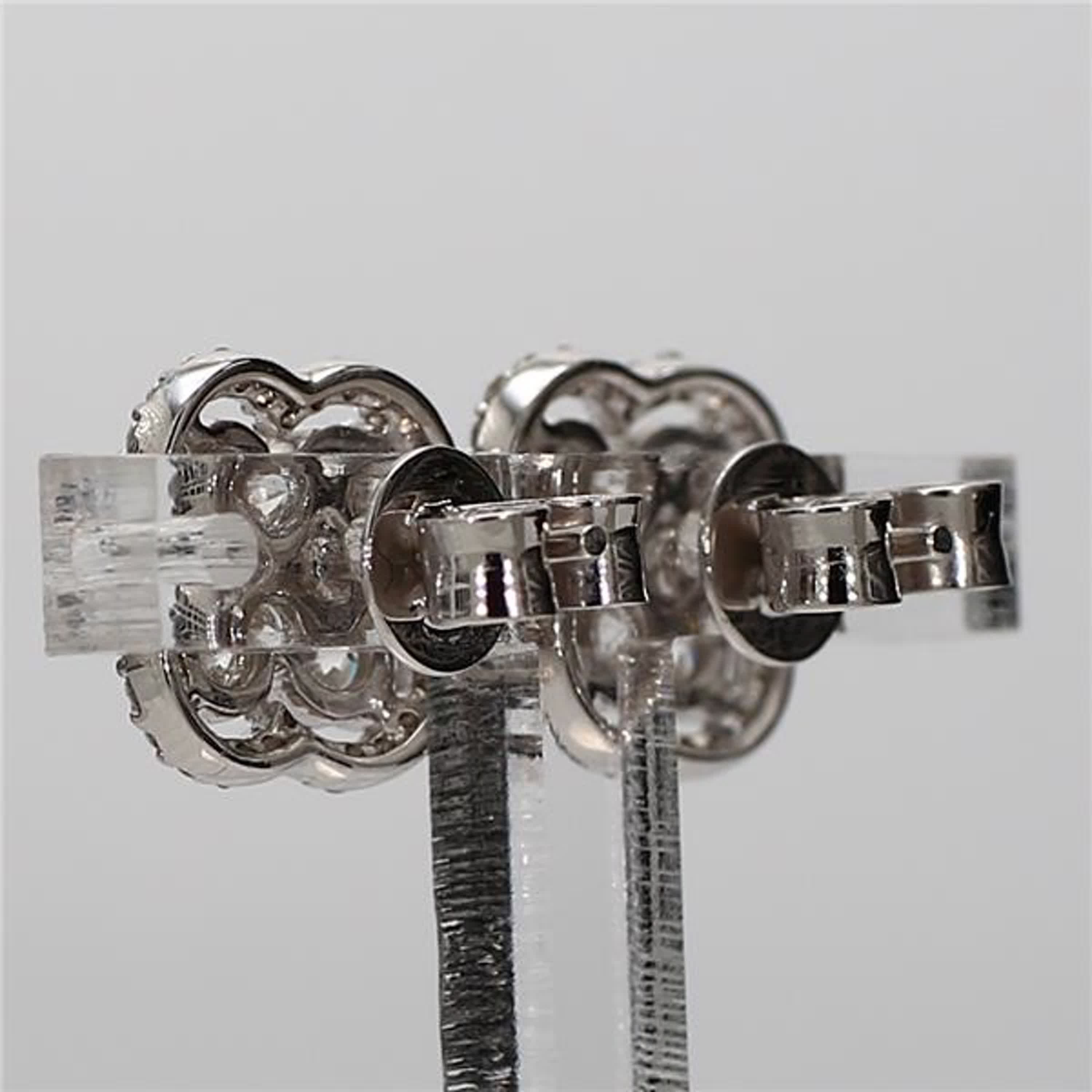 Natural White Round Diamond 1.84 Carat TW White Gold Stud Earrings