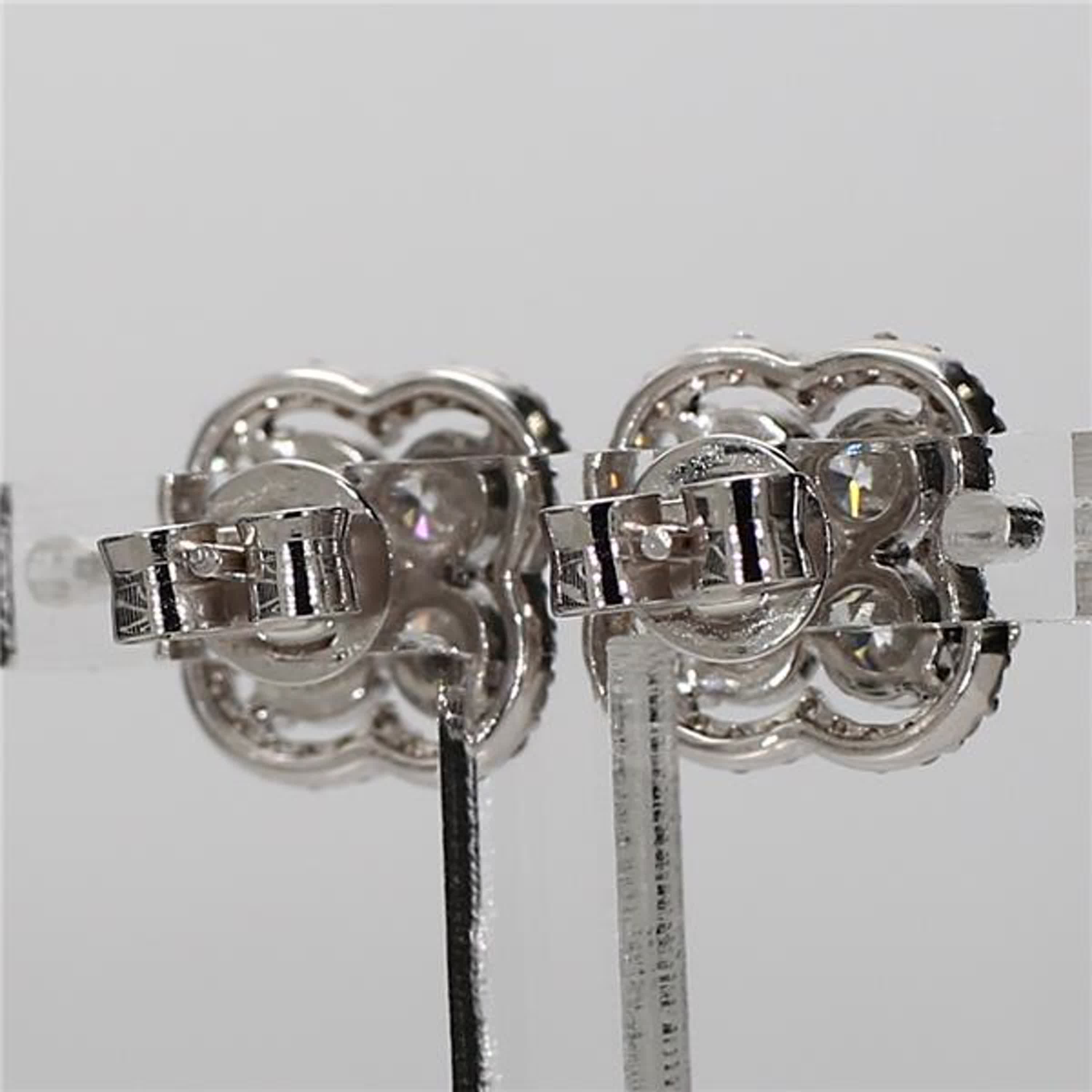 Natural White Round Diamond 1.84 Carat TW White Gold Stud Earrings