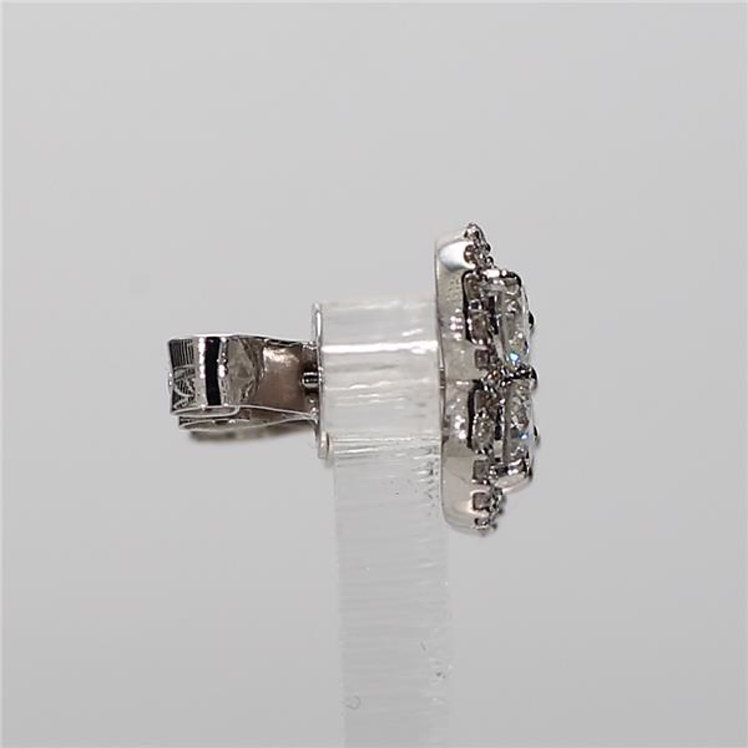 Natural White Round Diamond 1.84 Carat TW White Gold Stud Earrings