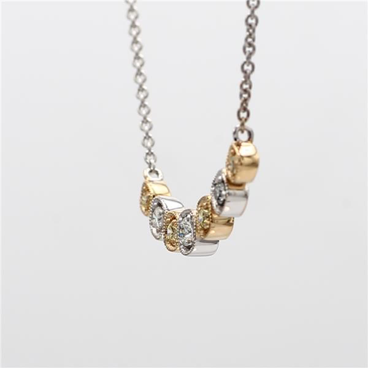 Natural Yellow Round and White Diamond .21 Carat TW Gold Necklace