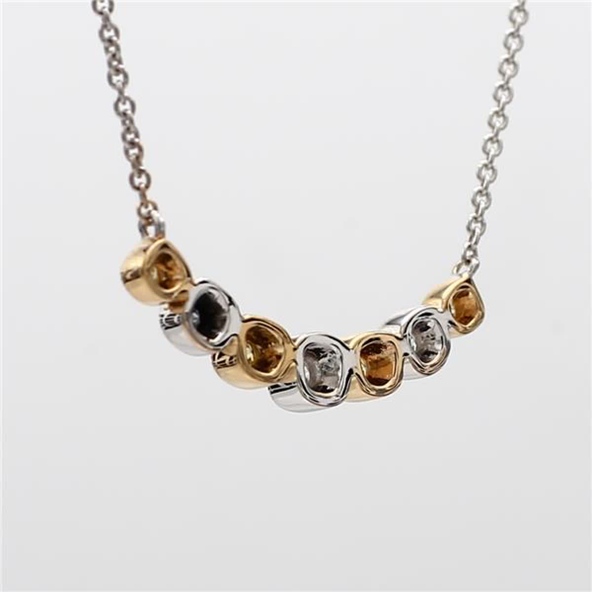 Natural Yellow Round and White Diamond .21 Carat TW Gold Necklace