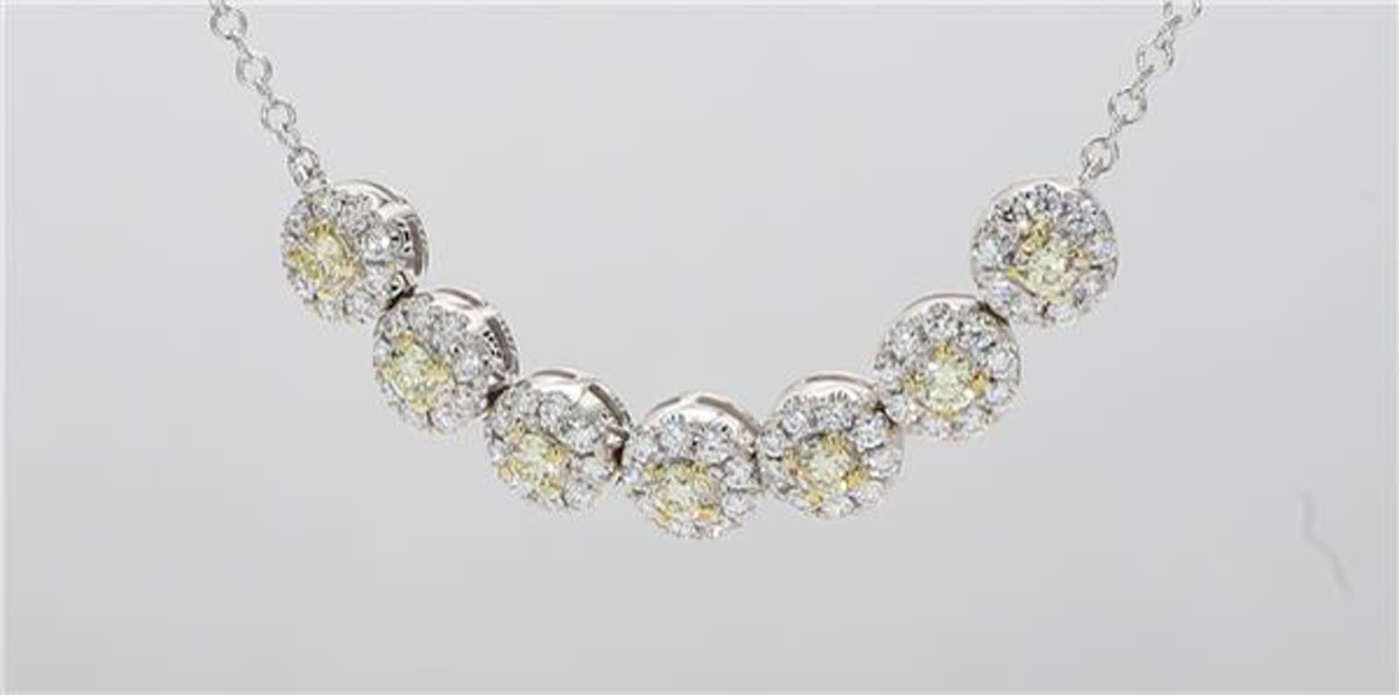 Natural Yellow Round and White Diamond .78 Carat TW Gold Necklace