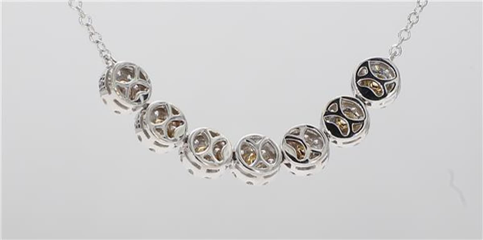 Natural Yellow Round and White Diamond .78 Carat TW Gold Necklace