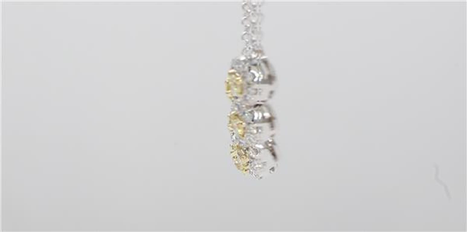 Natural Yellow Round and White Diamond .78 Carat TW Gold Necklace