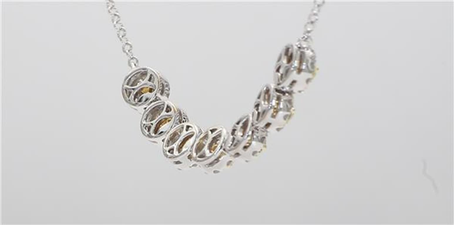 Natural Yellow Round and White Diamond .78 Carat TW Gold Necklace