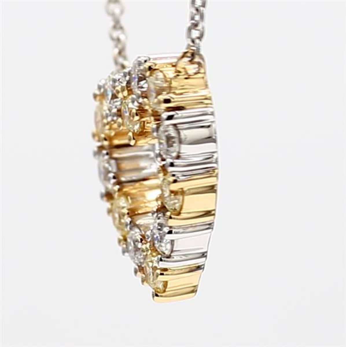 Natural Yellow Round and White Diamond .45 Carat TW Gold Heart Necklace