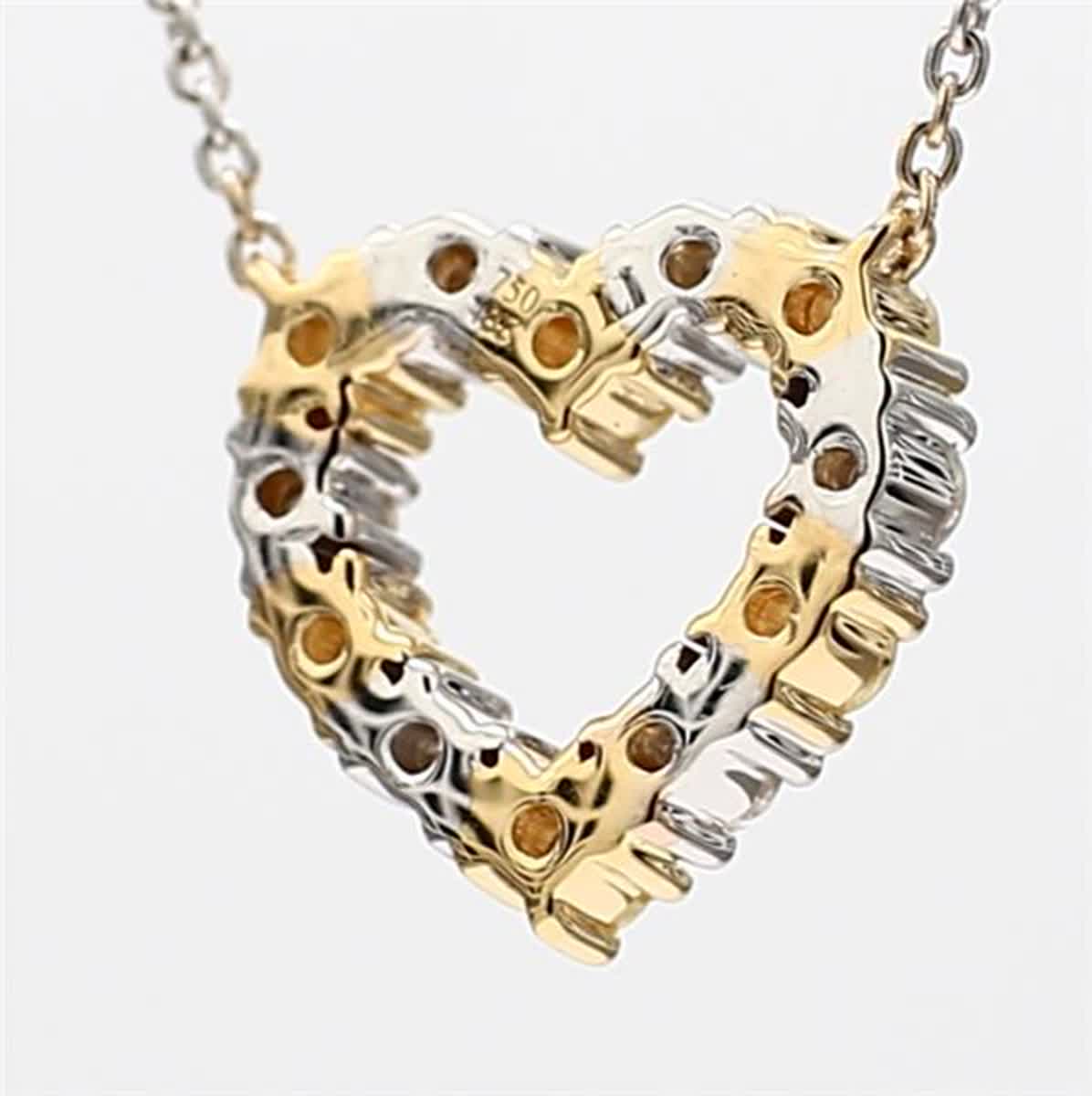 Natural Yellow Round and White Diamond .45 Carat TW Gold Heart Necklace