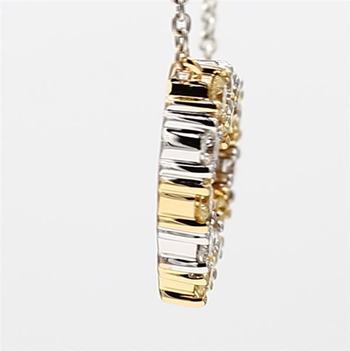 Natural Yellow Round and White Diamond .45 Carat TW Gold Heart Necklace