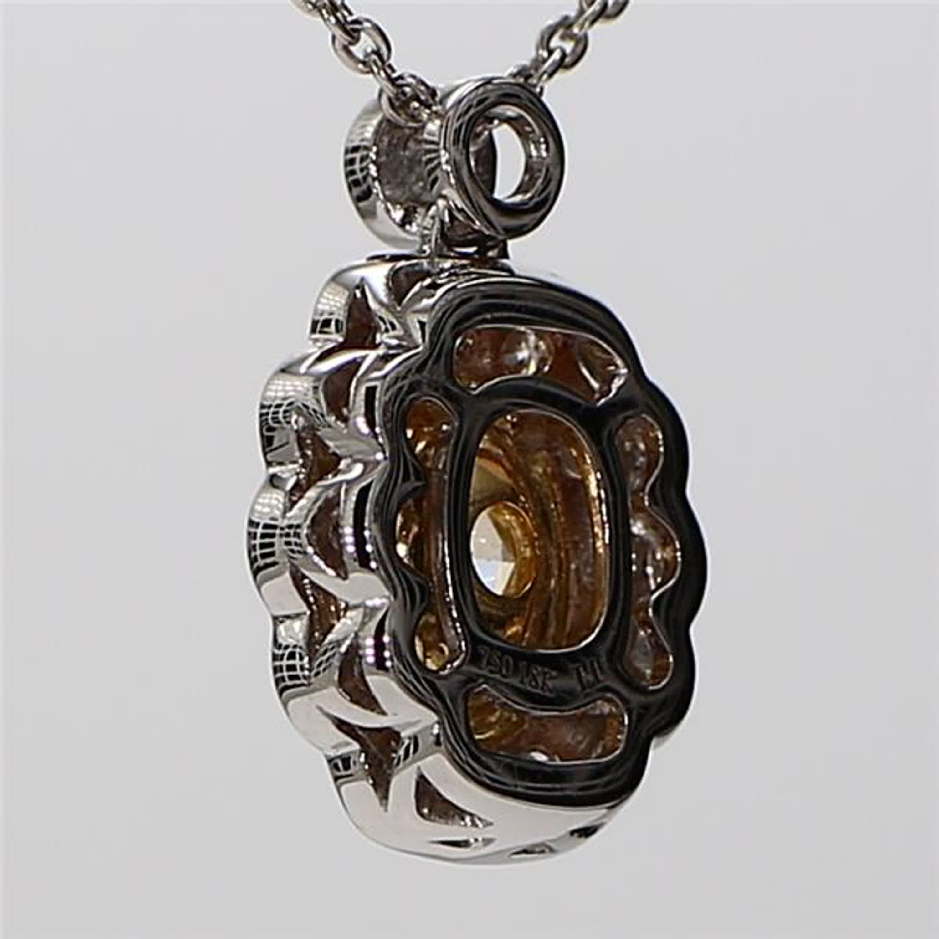 Natural Yellow Oval and White Diamond 1.06 Carat TW Gold Drop Pendant