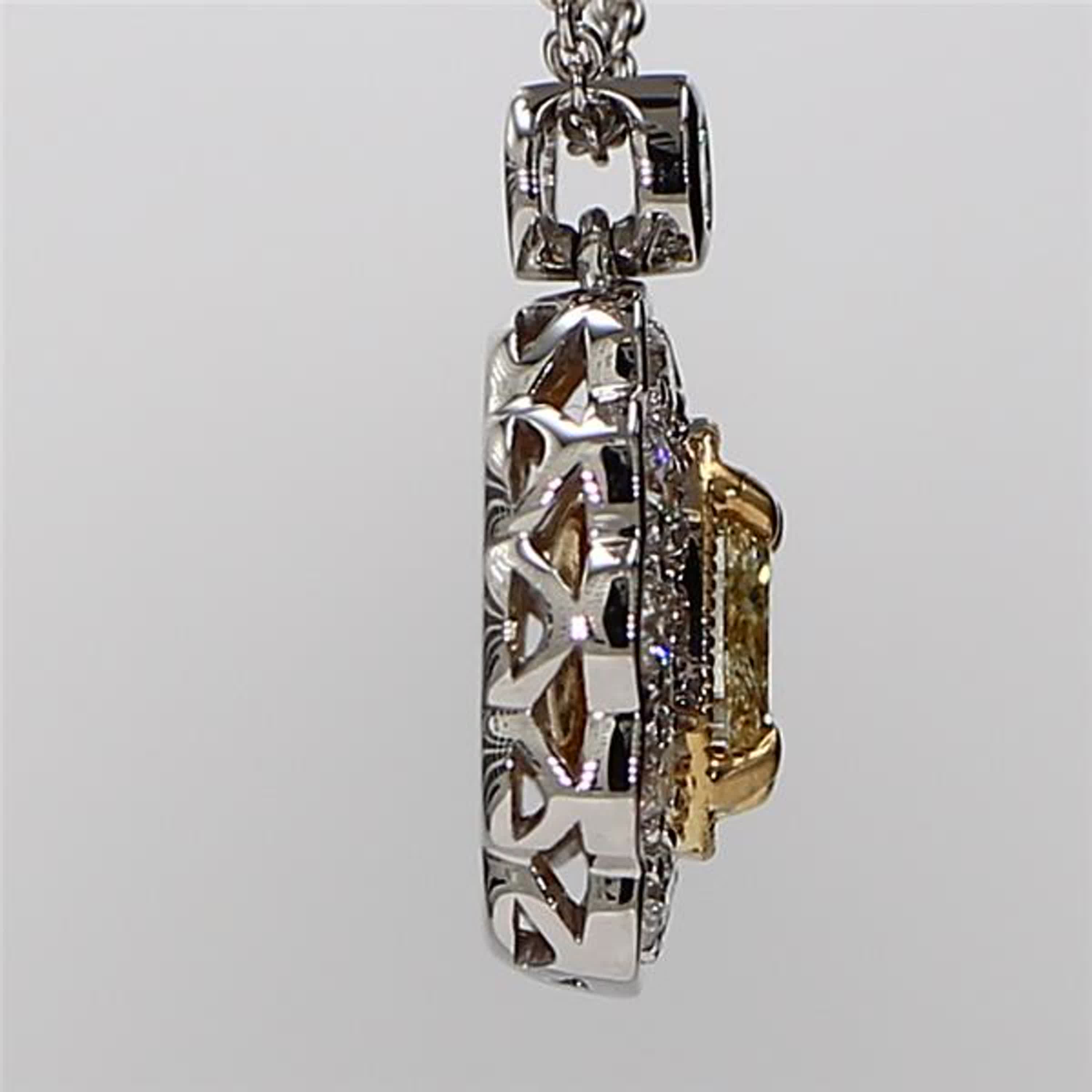 Natural Yellow Oval and White Diamond 1.06 Carat TW Gold Drop Pendant