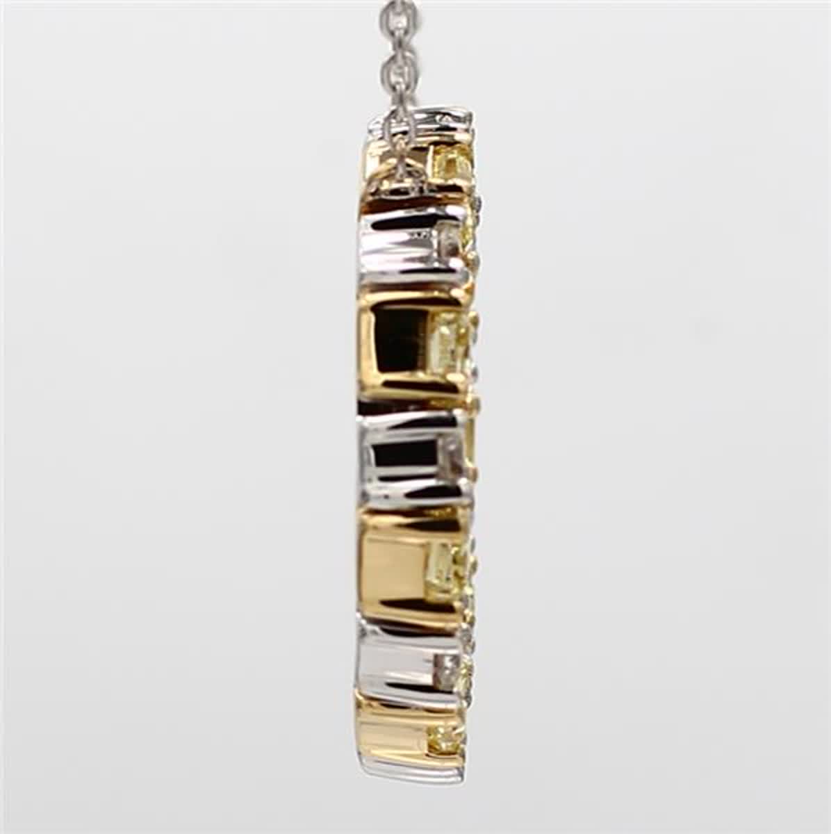 Natural Yellow Radiant and White Diamond 1.47 Carat TW Gold Circle Pendant