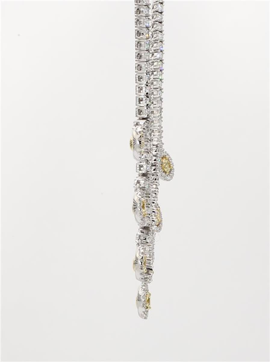 Natural Yellow Round and White Diamond 4.04 Carat TW Gold Necklace