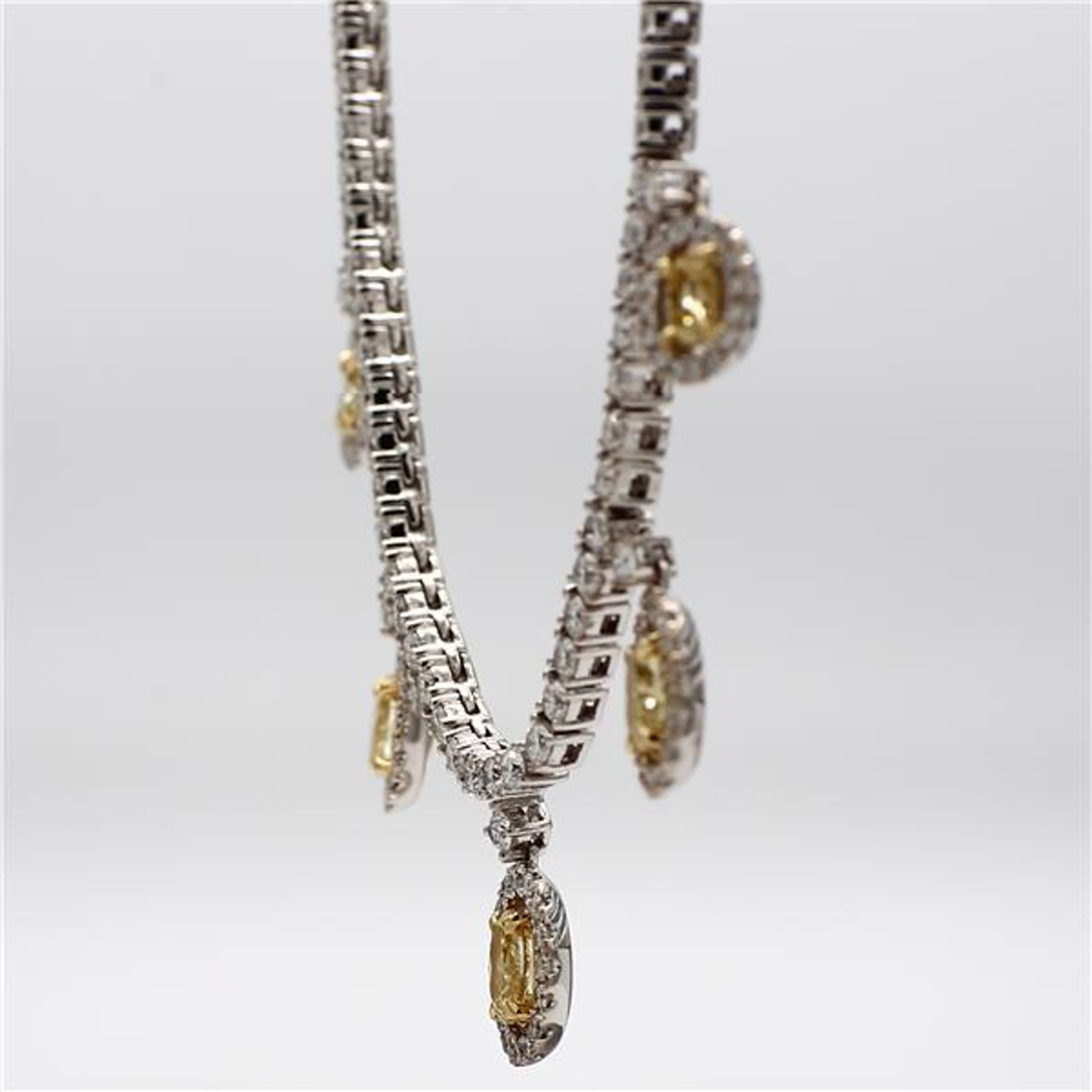 Natural Yellow Oval and White Diamond 4.33 Carat TW Gold Drop Necklace