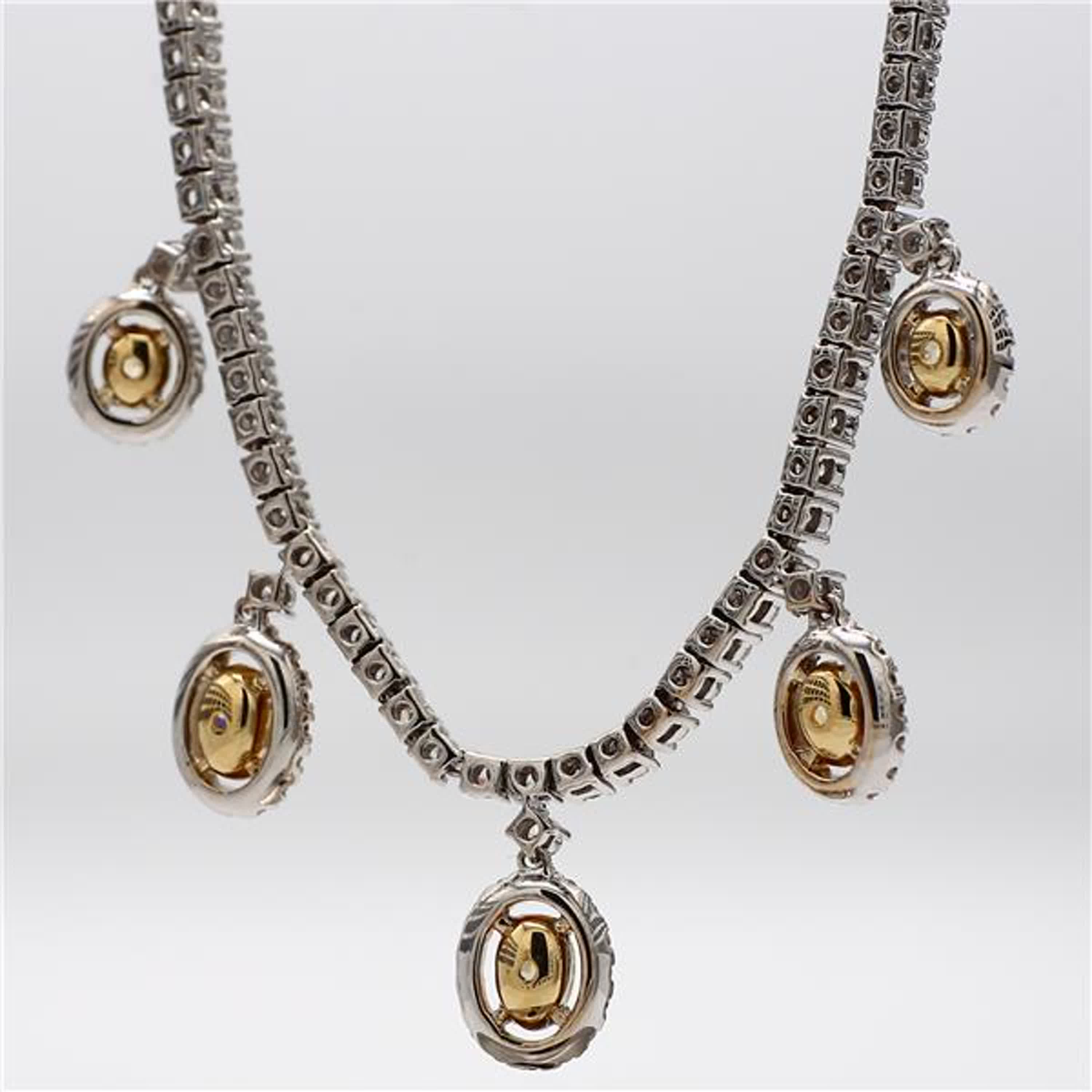 Natural Yellow Oval and White Diamond 4.33 Carat TW Gold Drop Necklace