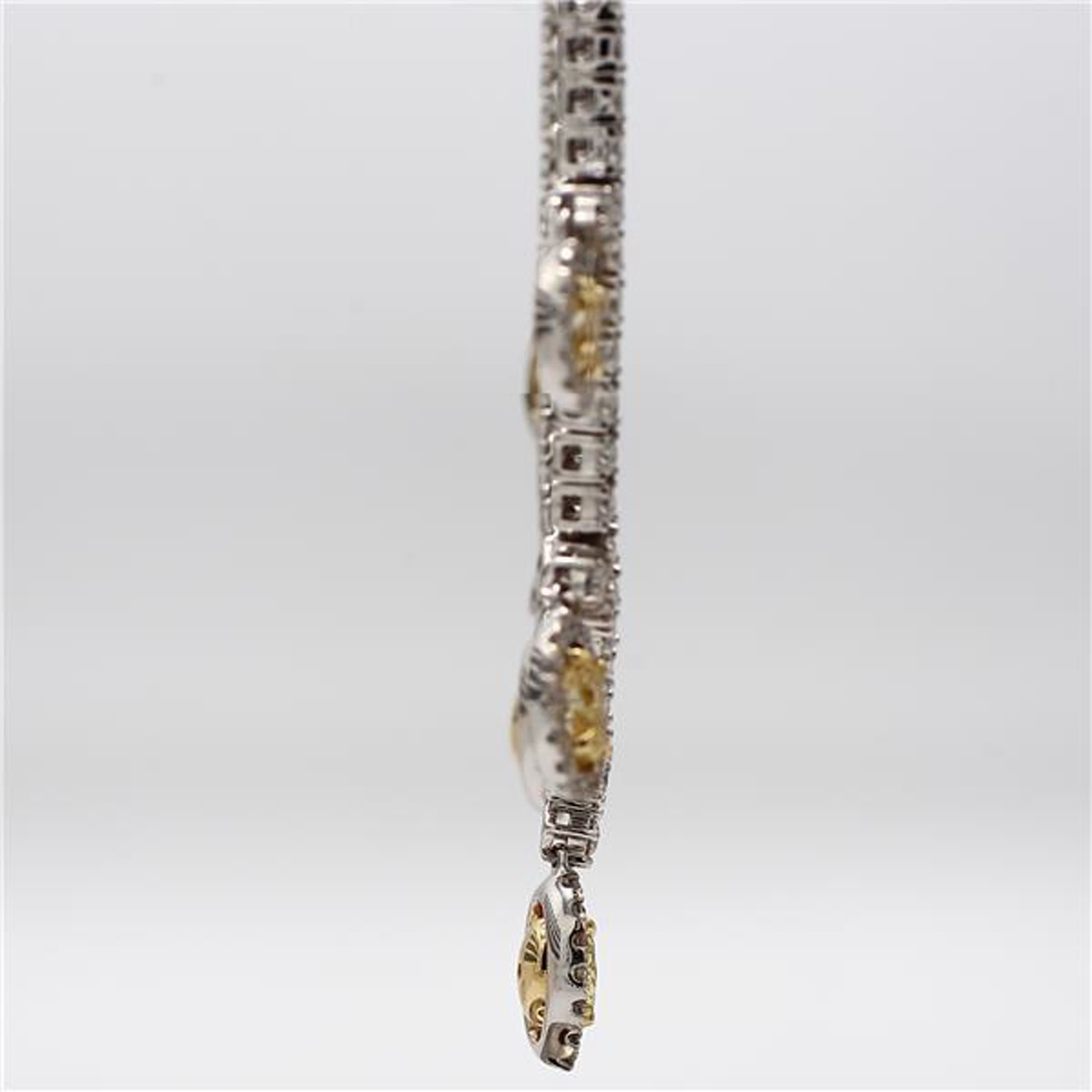 Natural Yellow Oval and White Diamond 4.33 Carat TW Gold Drop Necklace