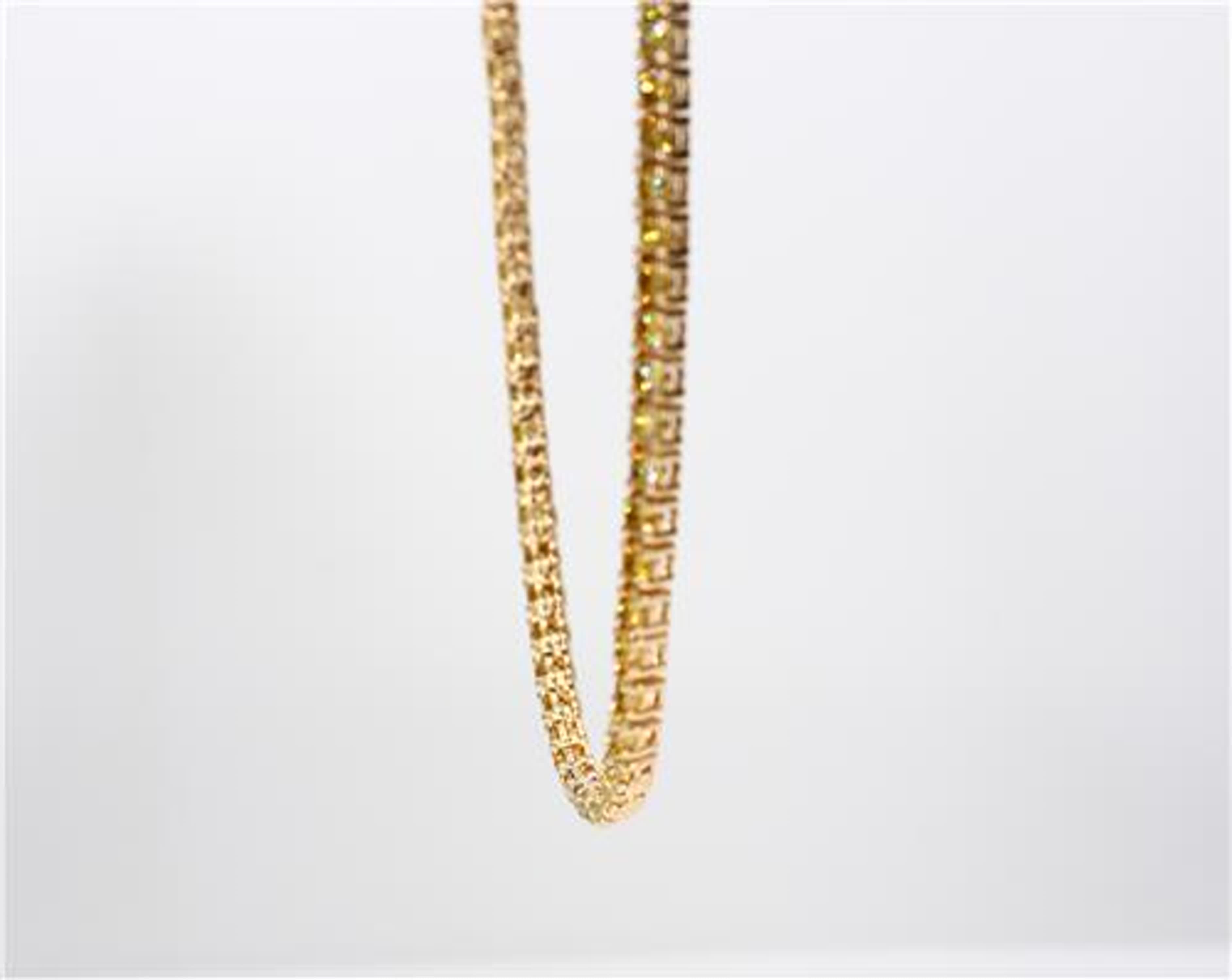 Natural Yellow Round Diamond 9.51 Carat TW Yellow Gold Necklace