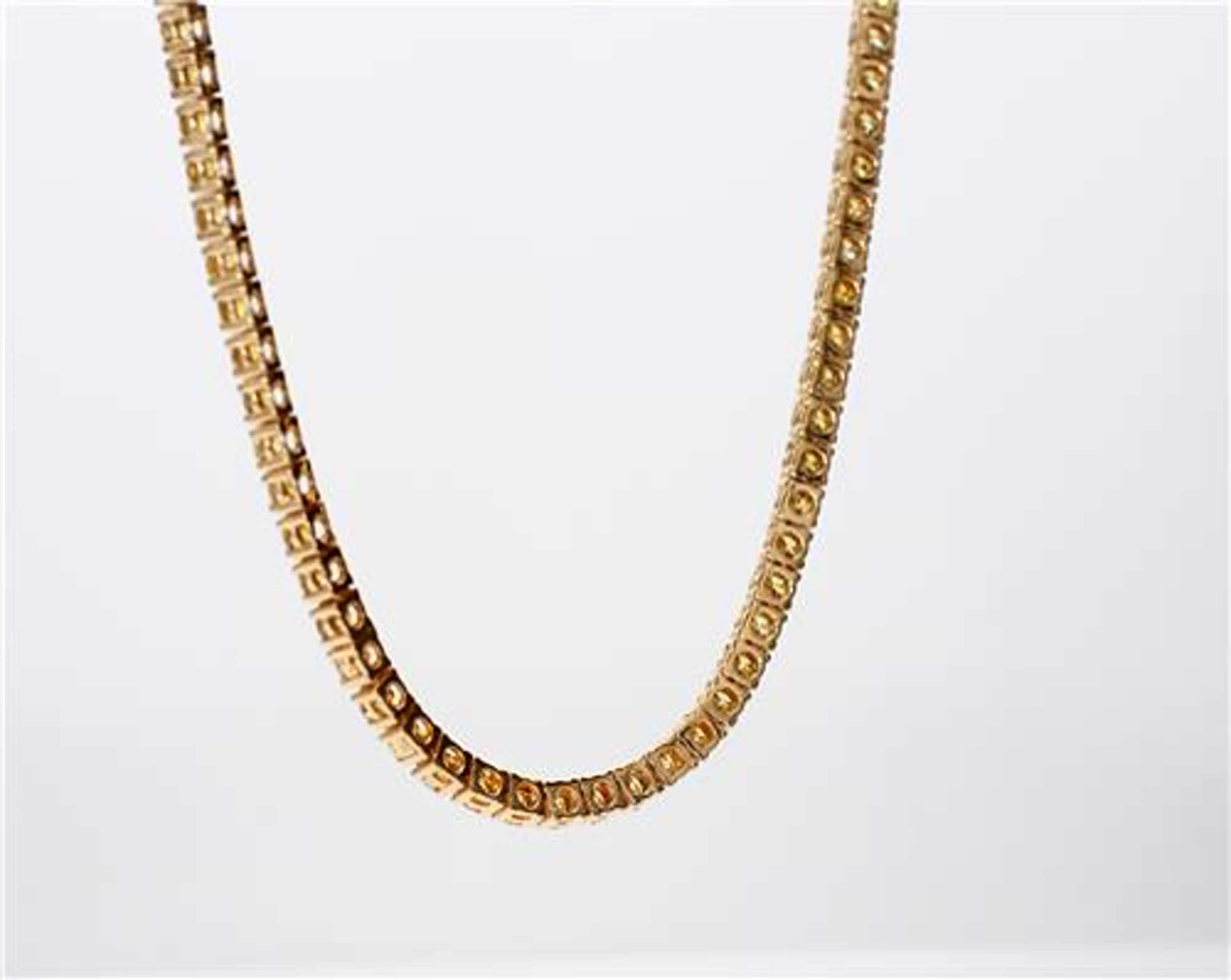 Natural Yellow Round Diamond 9.51 Carat TW Yellow Gold Necklace