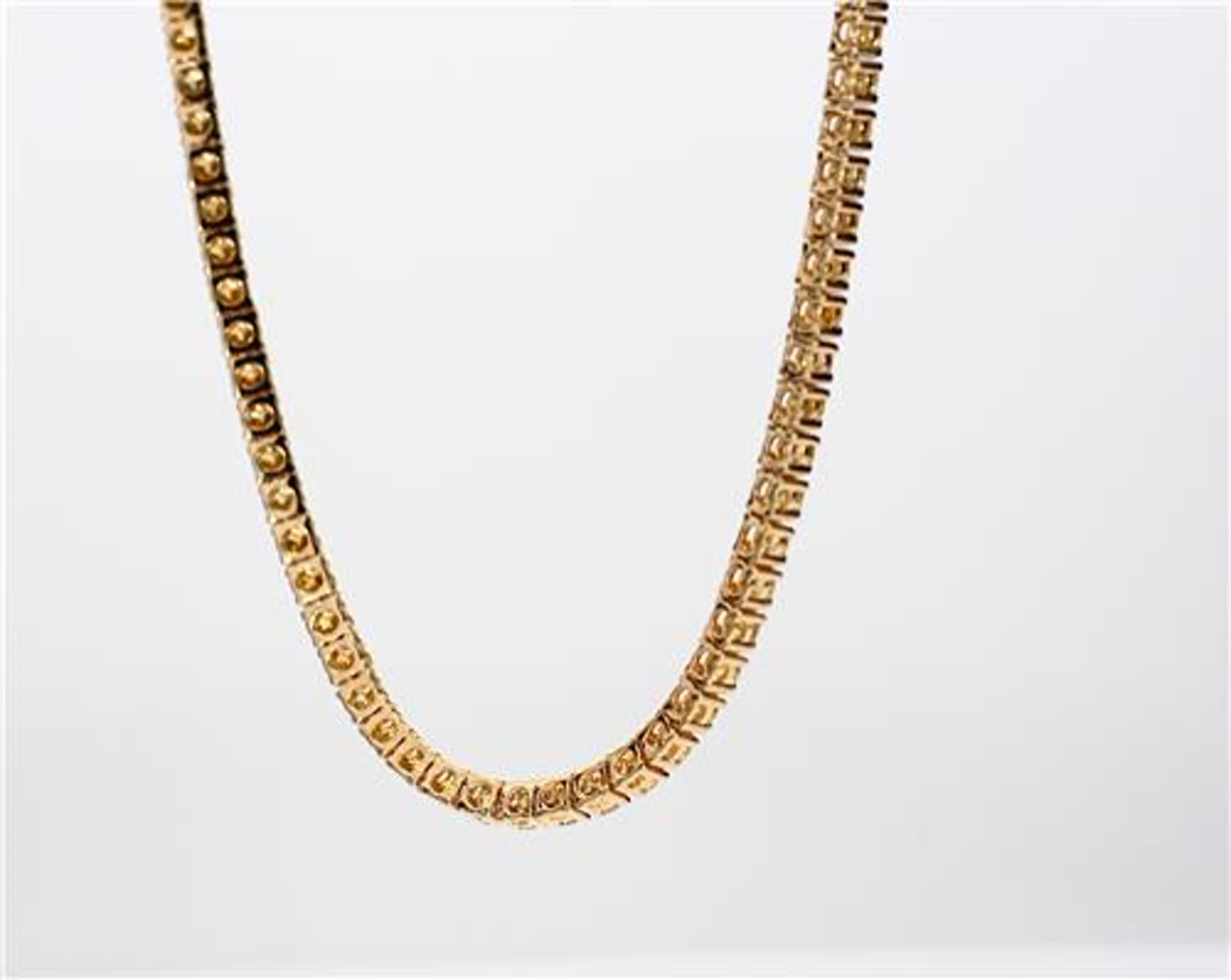Natural Yellow Round Diamond 9.51 Carat TW Yellow Gold Necklace