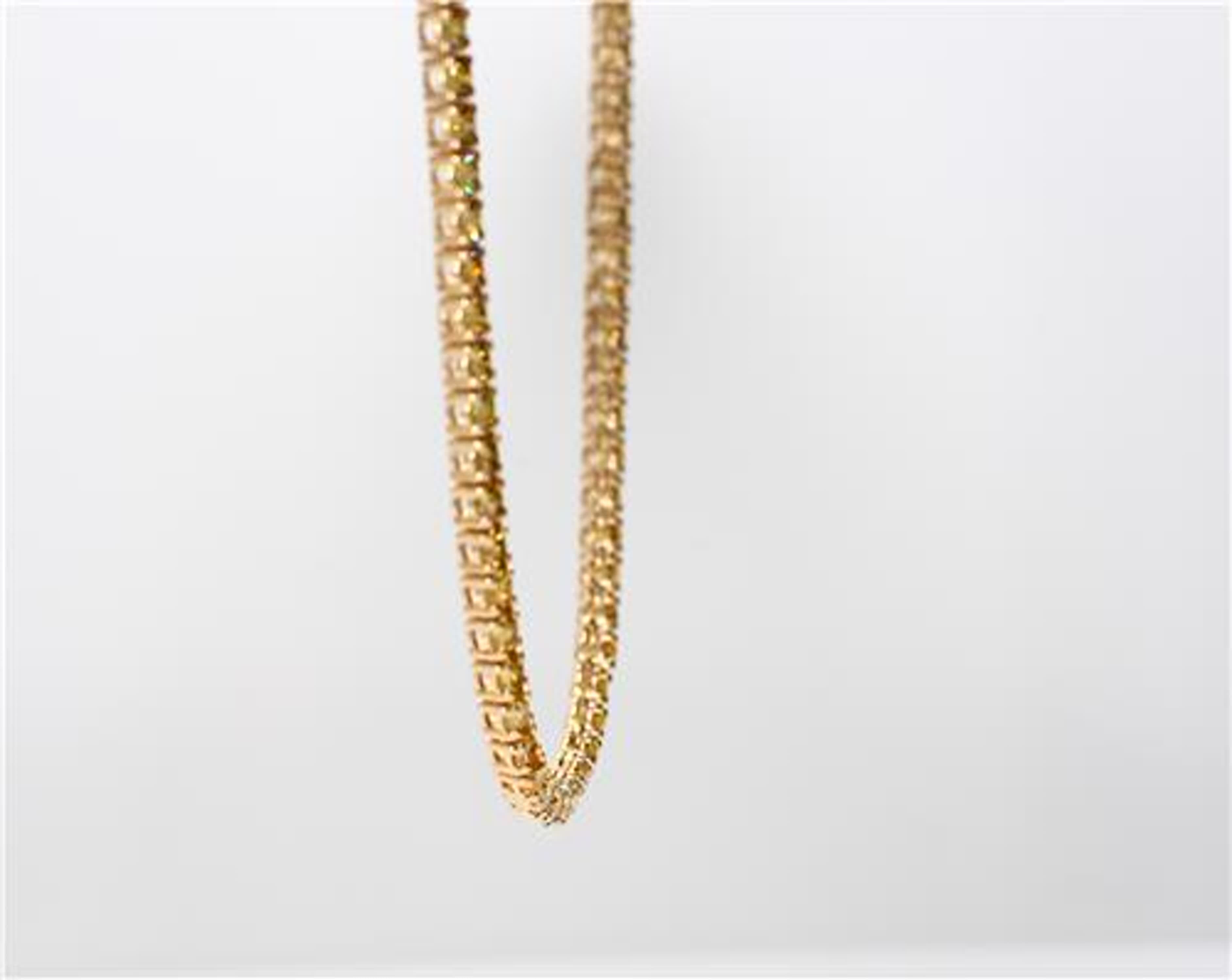 Natural Yellow Round Diamond 9.51 Carat TW Yellow Gold Necklace