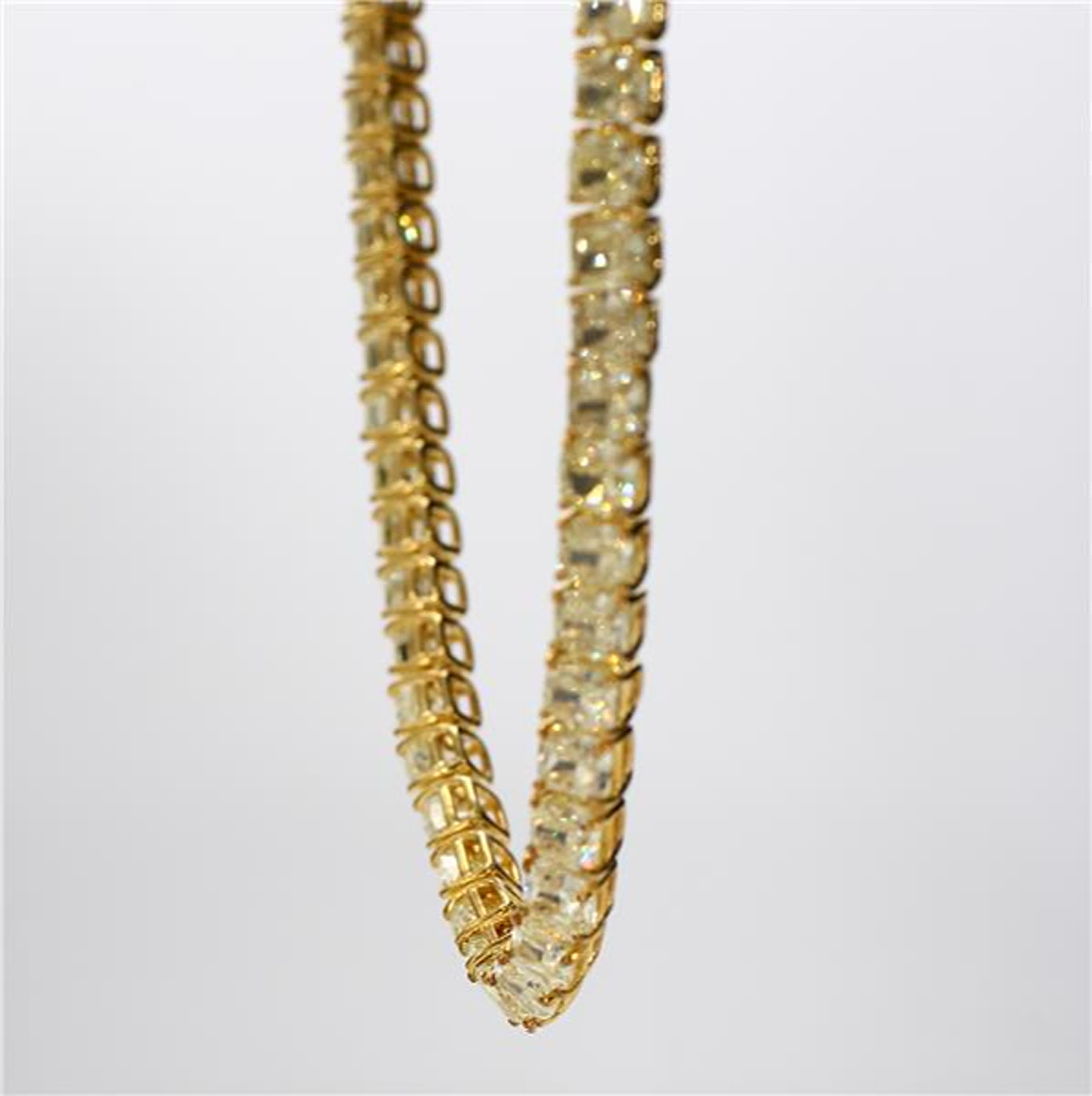 Natural Yellow Cushion Diamond 38.60 Carat TW Yellow Gold Necklace