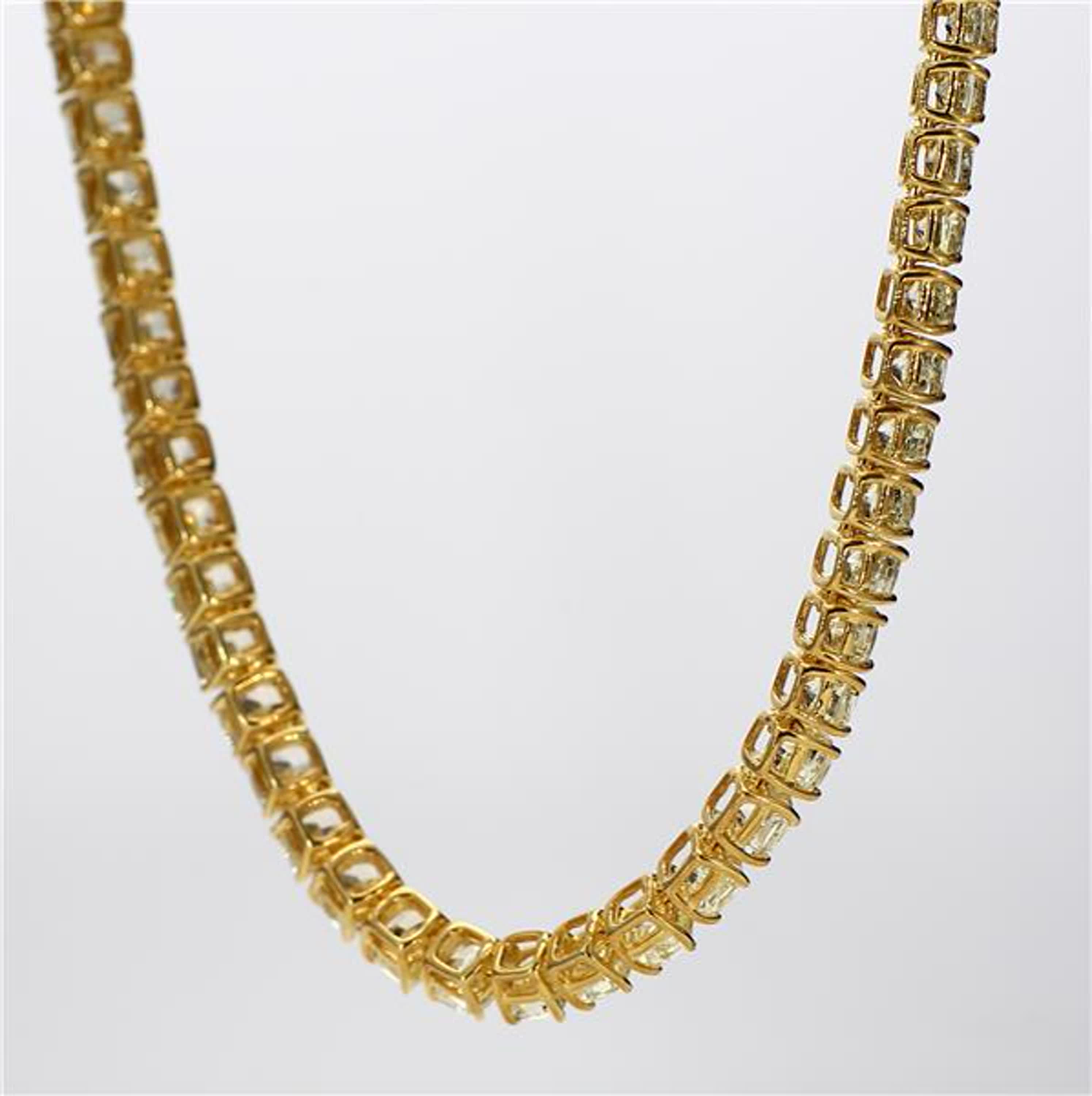 Natural Yellow Cushion Diamond 38.60 Carat TW Yellow Gold Necklace