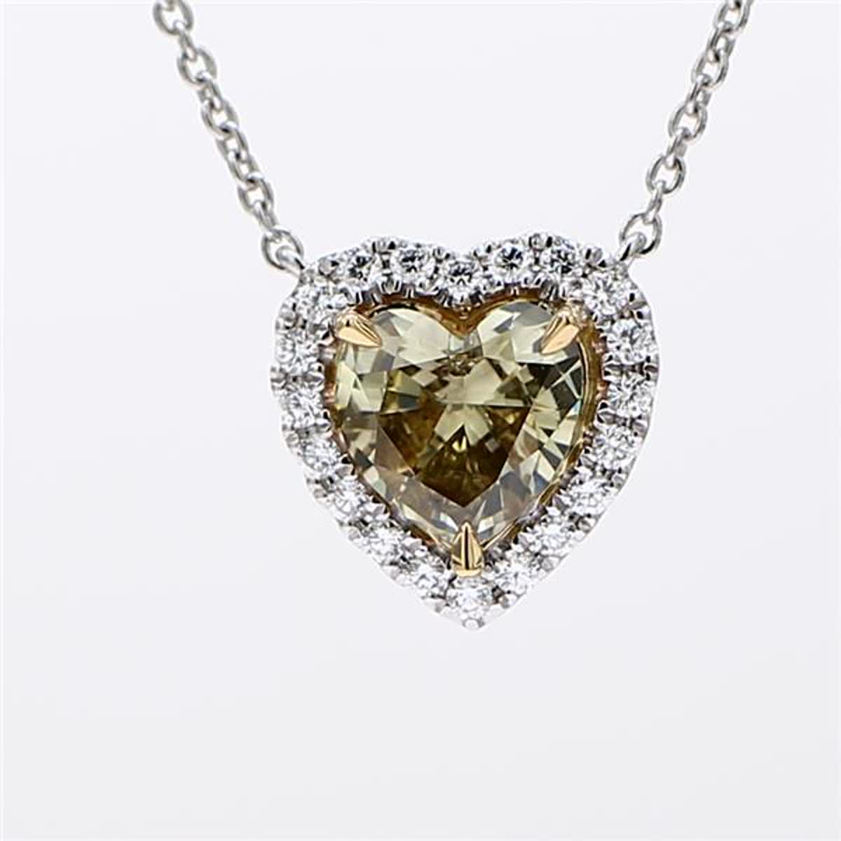 GIA Certified Natural Brown Heart and White Diamond 1.23 Carat TW Gold Pendant