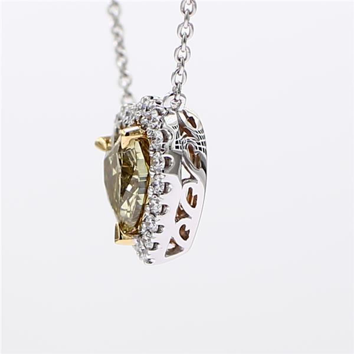 GIA Certified Natural Brown Heart and White Diamond 1.23 Carat TW Gold Pendant