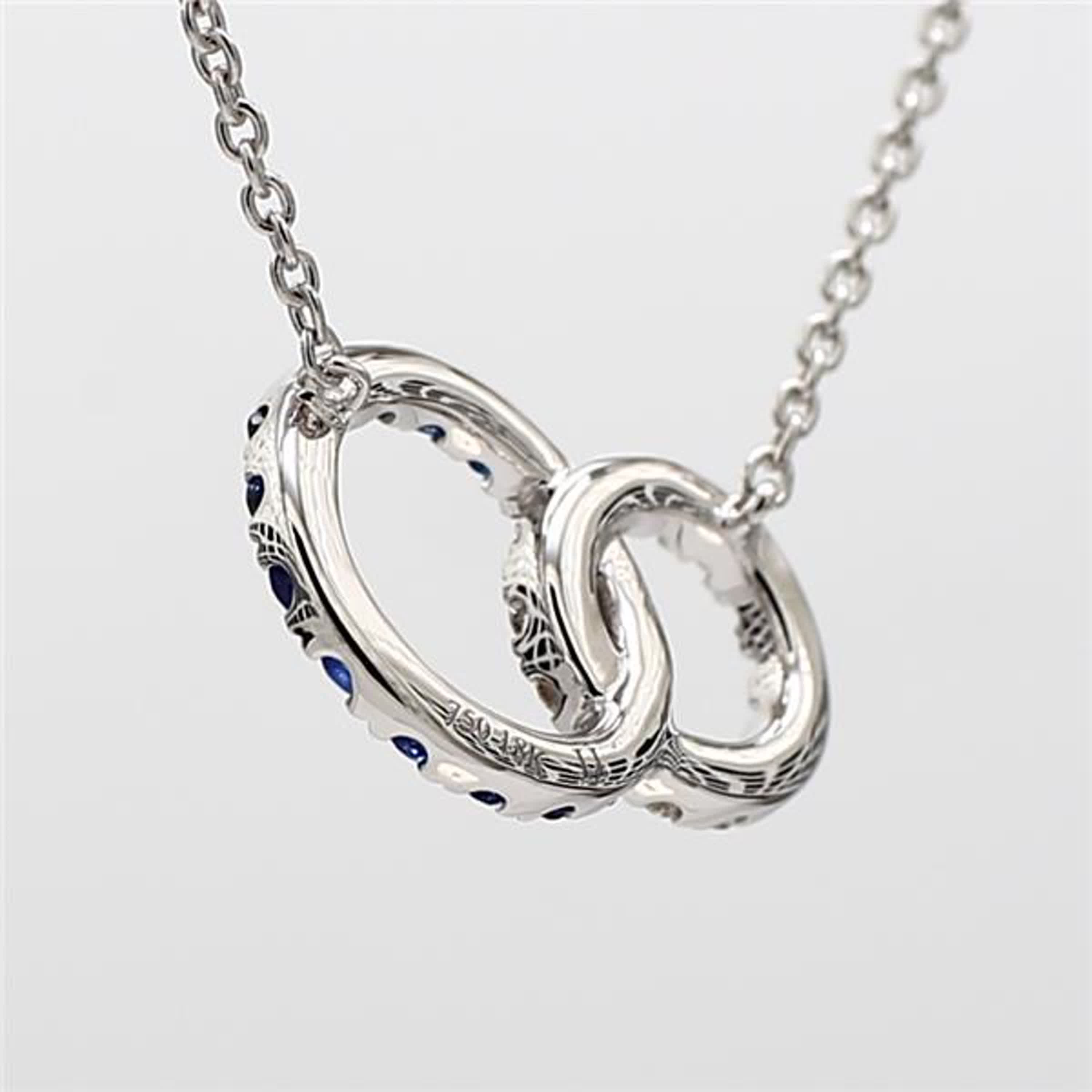 Natural Blue Round Sapphire and White Diamond .36 Carat TW White Gold Pendant