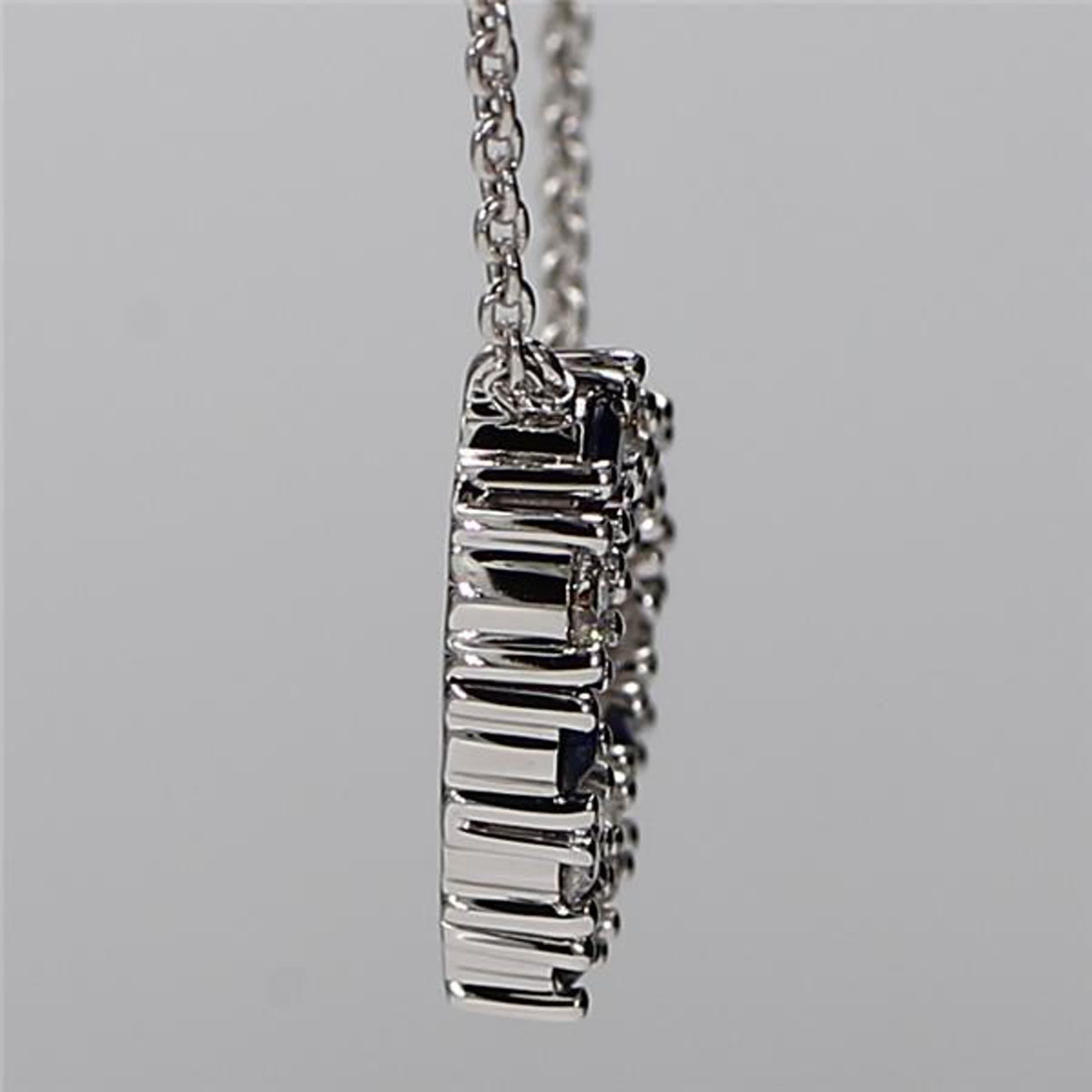 Natural Blue Round Sapphire and White Diamond .53 Carat TW White Gold Pendant