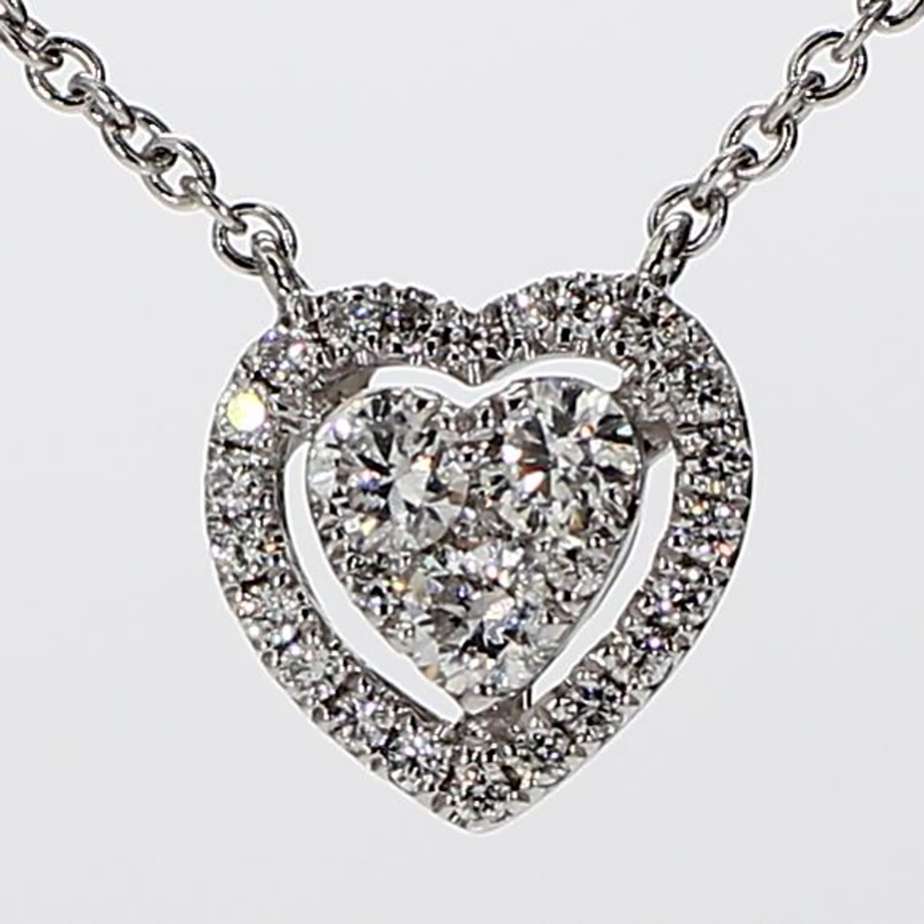 Natural White Round Diamond .32 Carat TW White Gold Heart Pendant