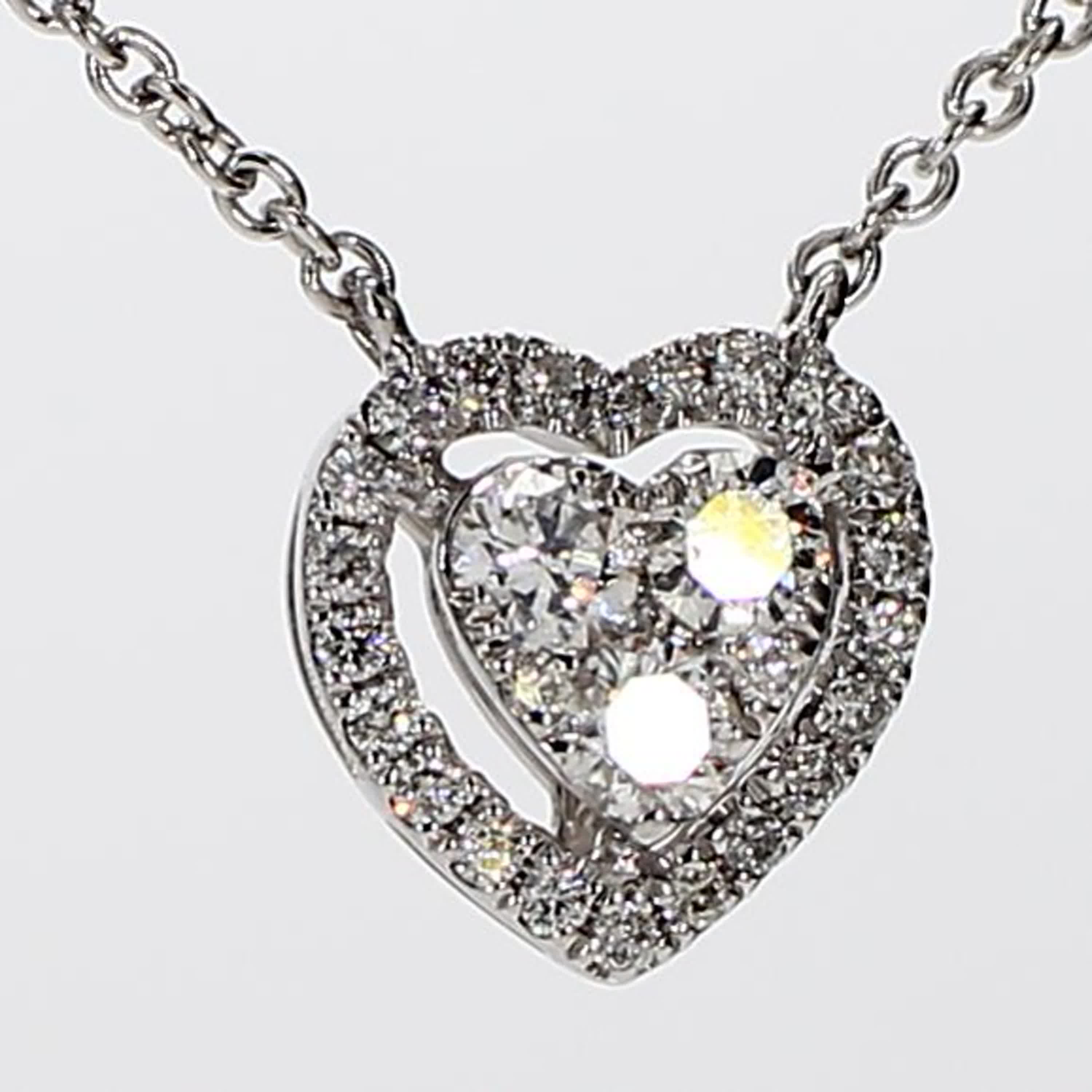 Natural White Round Diamond .32 Carat TW White Gold Heart Pendant