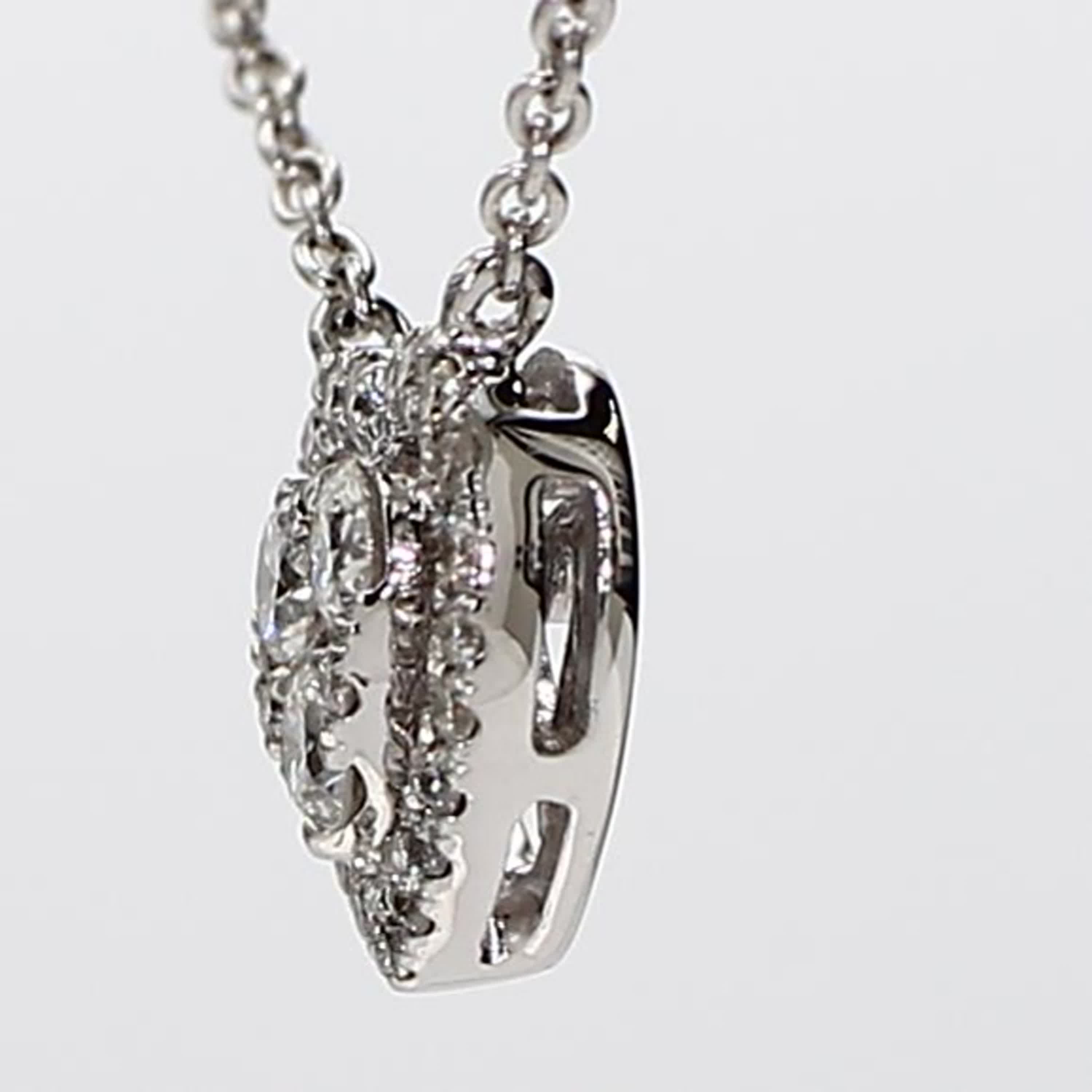 Natural White Round Diamond .32 Carat TW White Gold Heart Pendant