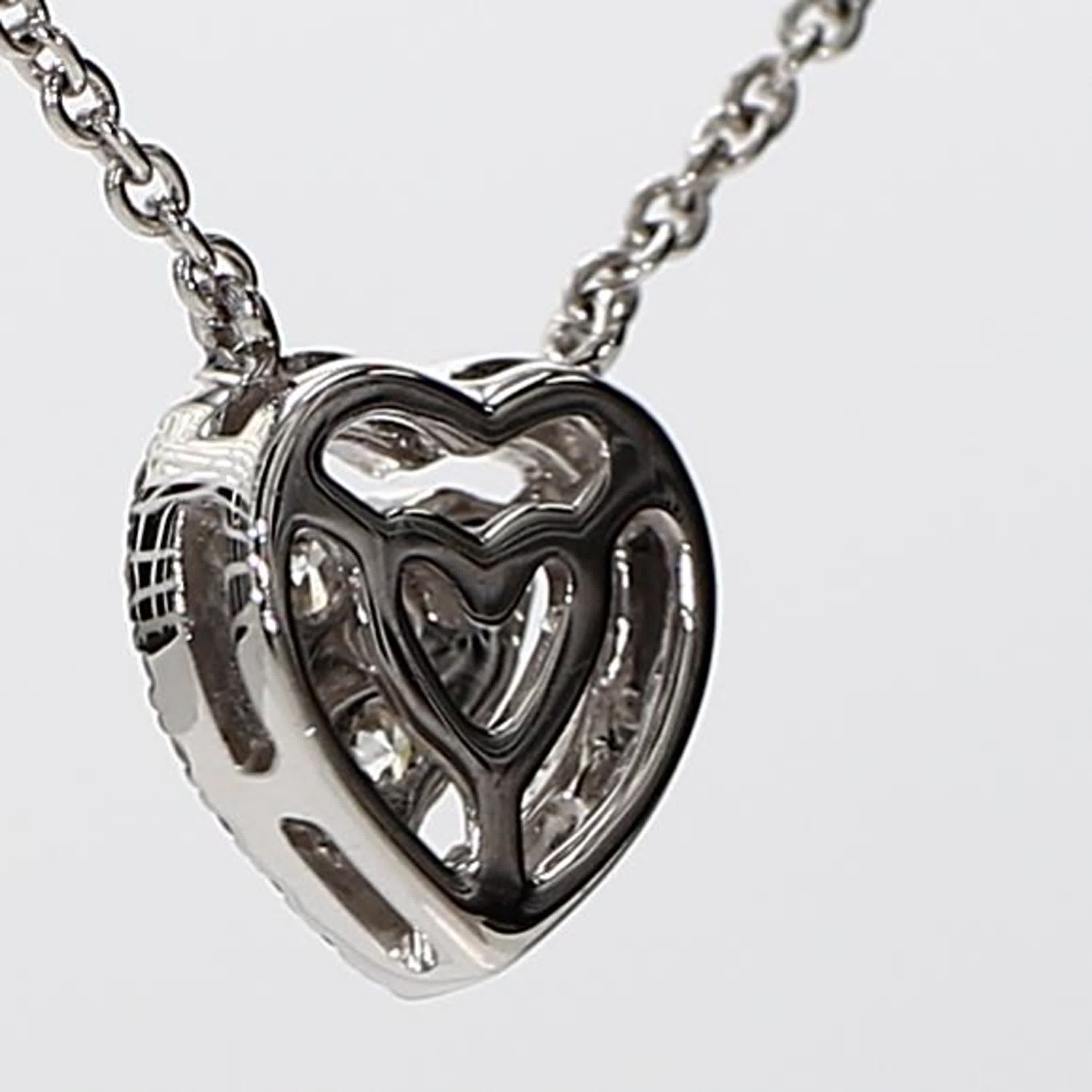 Natural White Round Diamond .32 Carat TW White Gold Heart Pendant