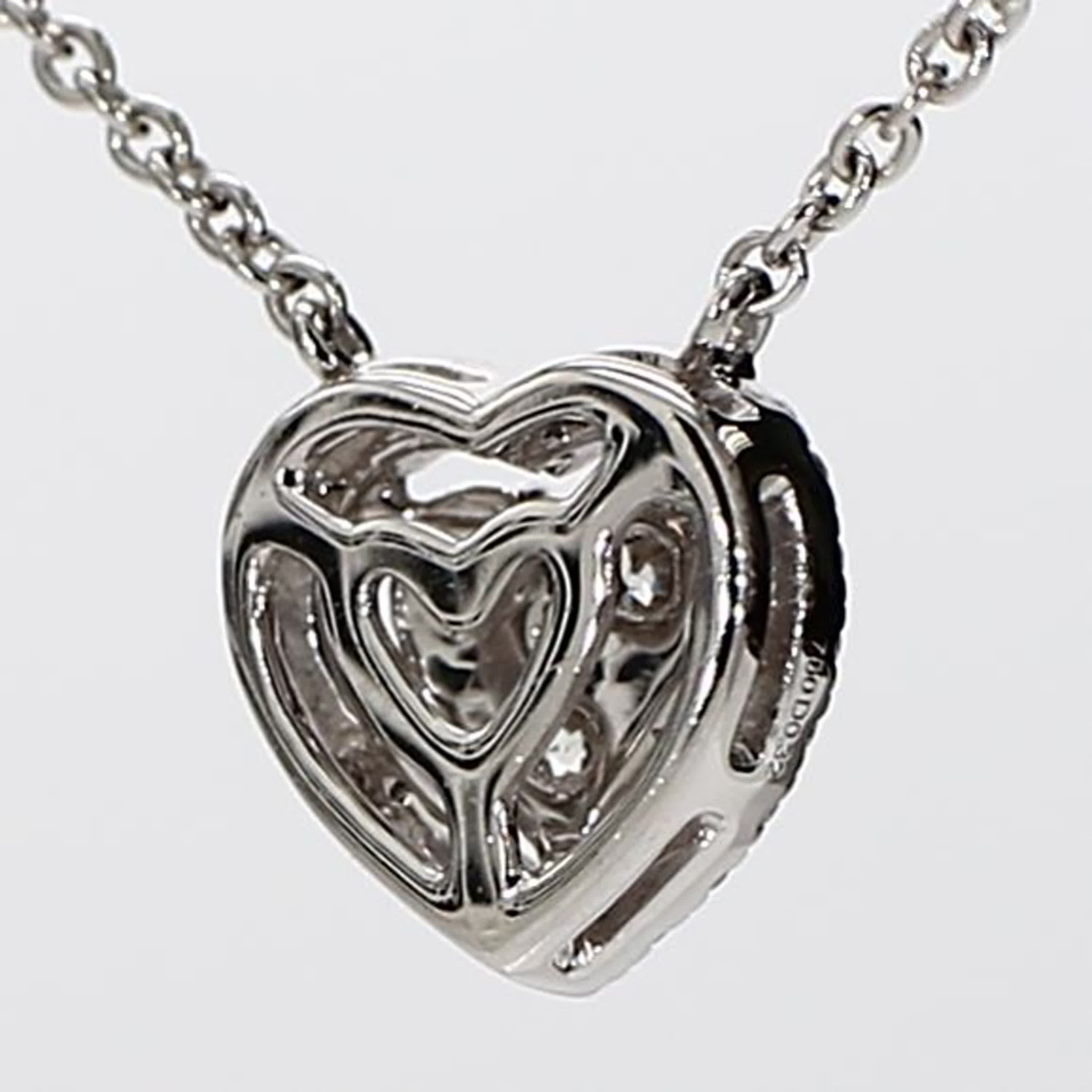 Natural White Round Diamond .32 Carat TW White Gold Heart Pendant