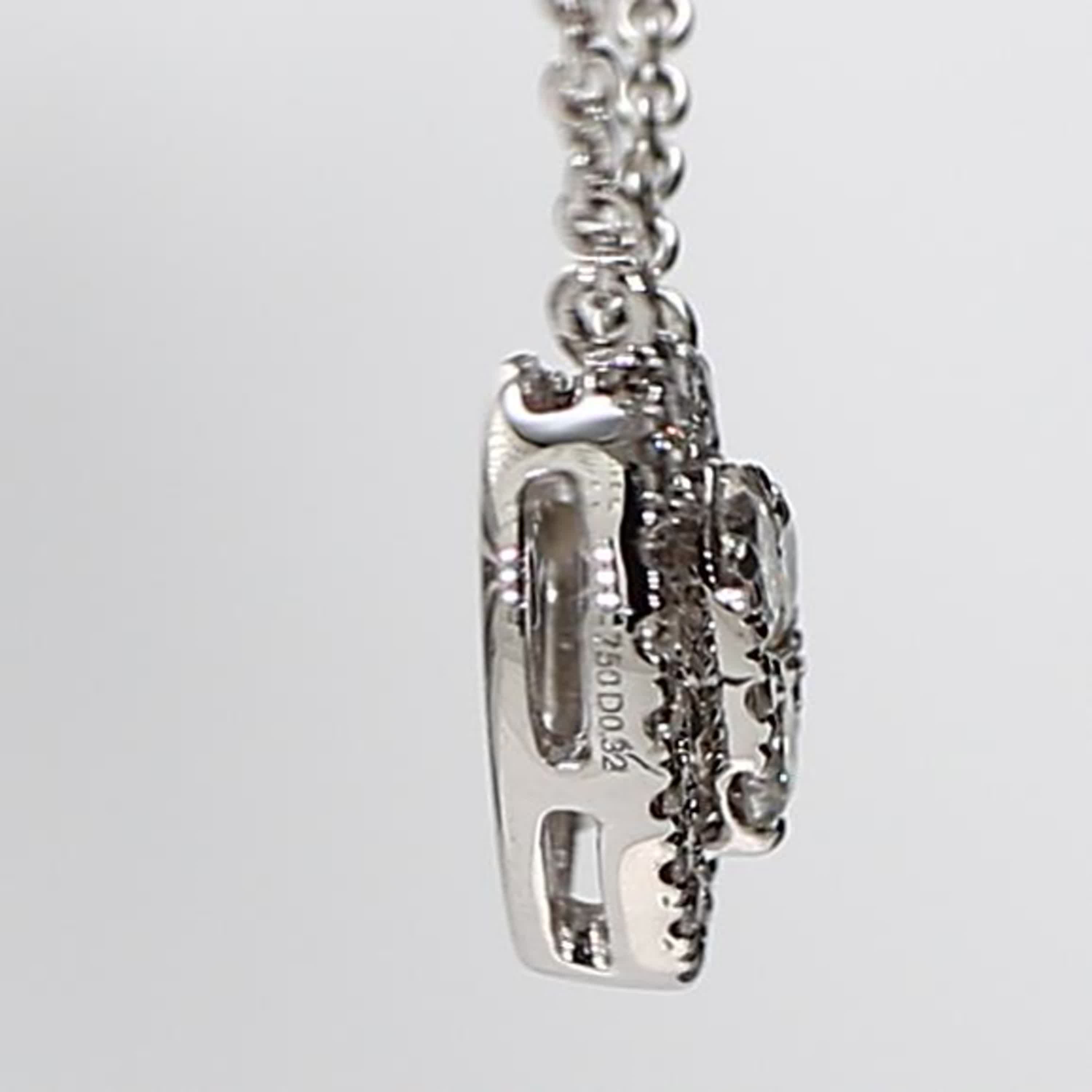 Natural White Round Diamond .32 Carat TW White Gold Heart Pendant