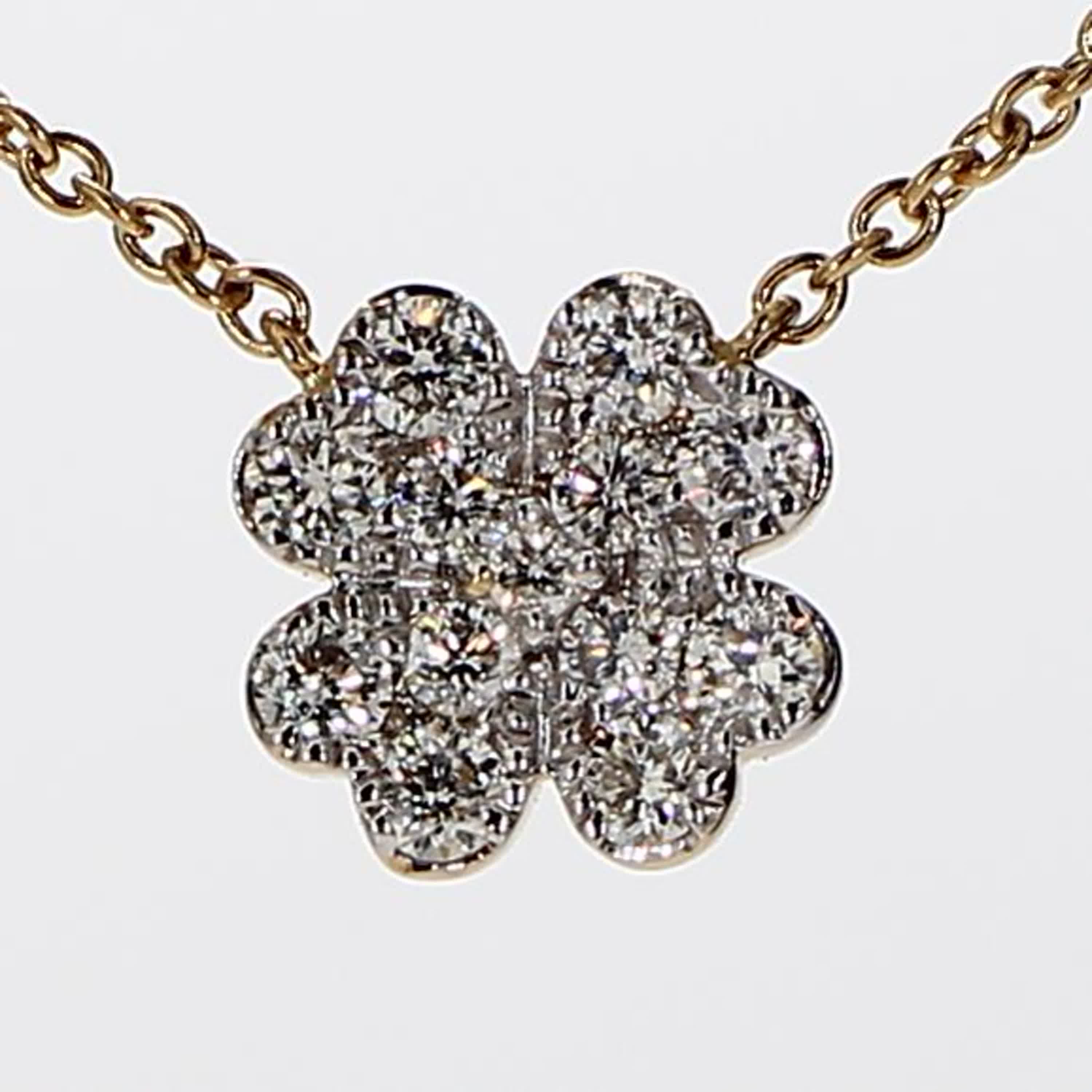 Natural White Round Diamond .33 Carat TW Yellow Gold Flower Pendant
