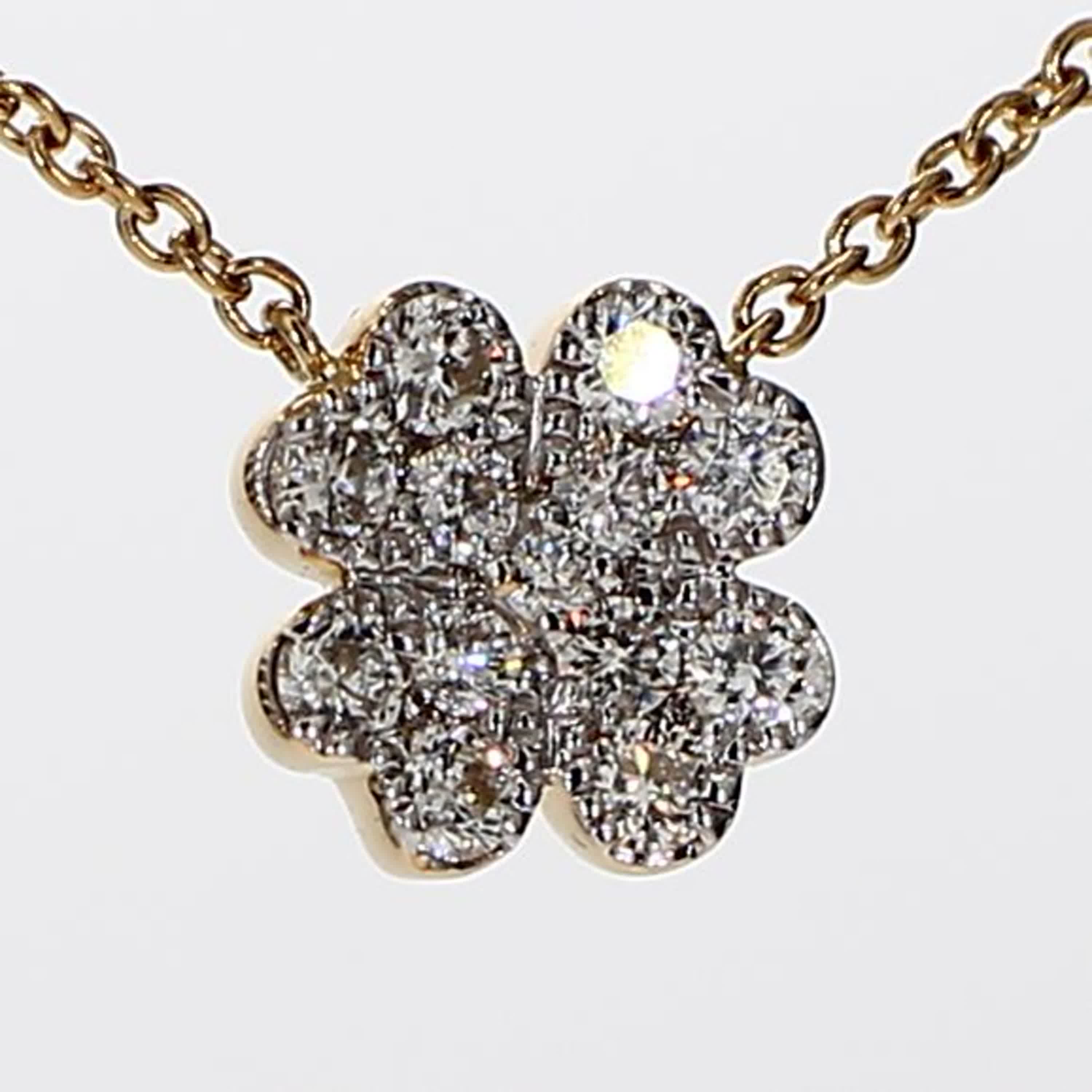 Natural White Round Diamond .33 Carat TW Yellow Gold Flower Pendant