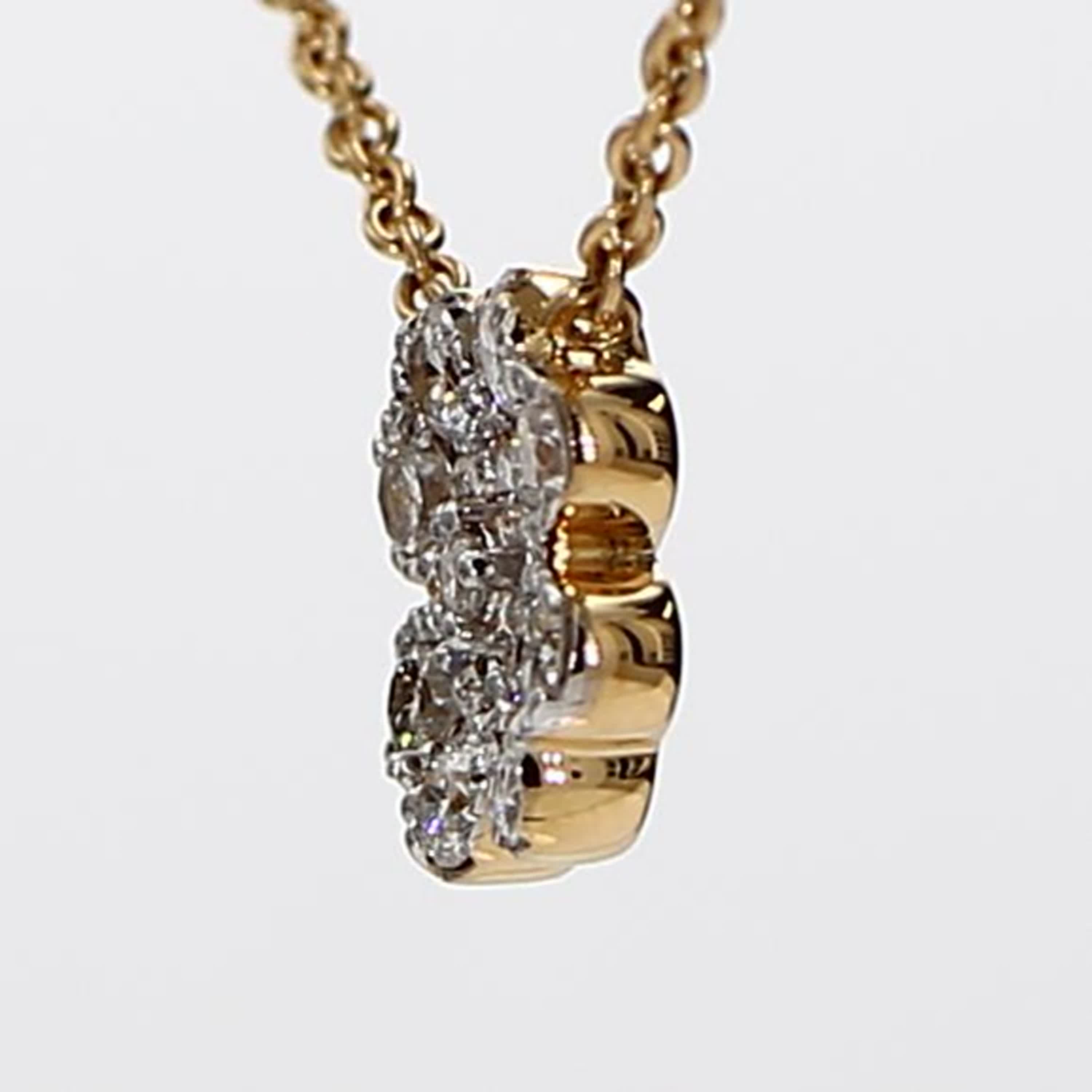 Natural White Round Diamond .33 Carat TW Yellow Gold Flower Pendant