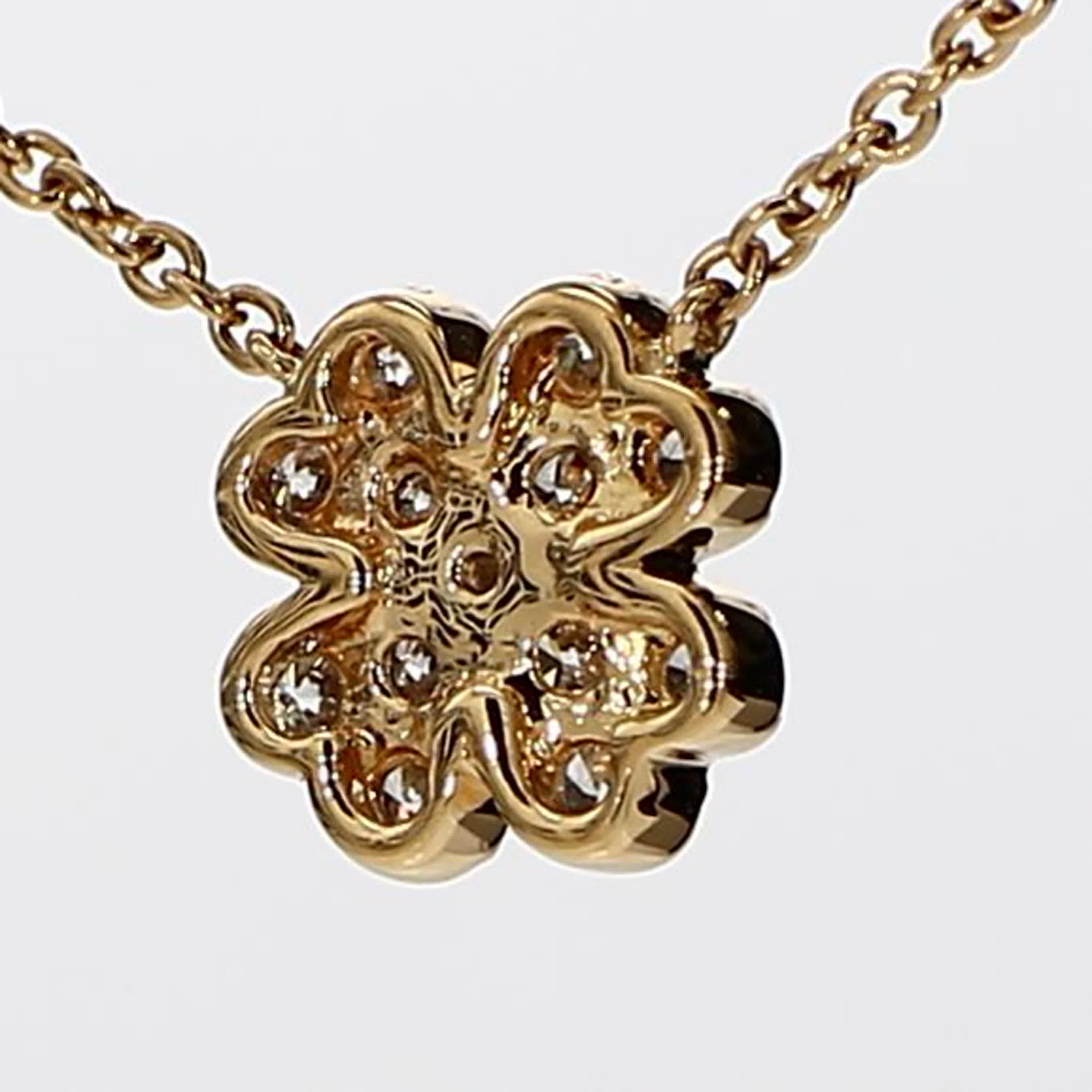 Natural White Round Diamond .33 Carat TW Yellow Gold Flower Pendant