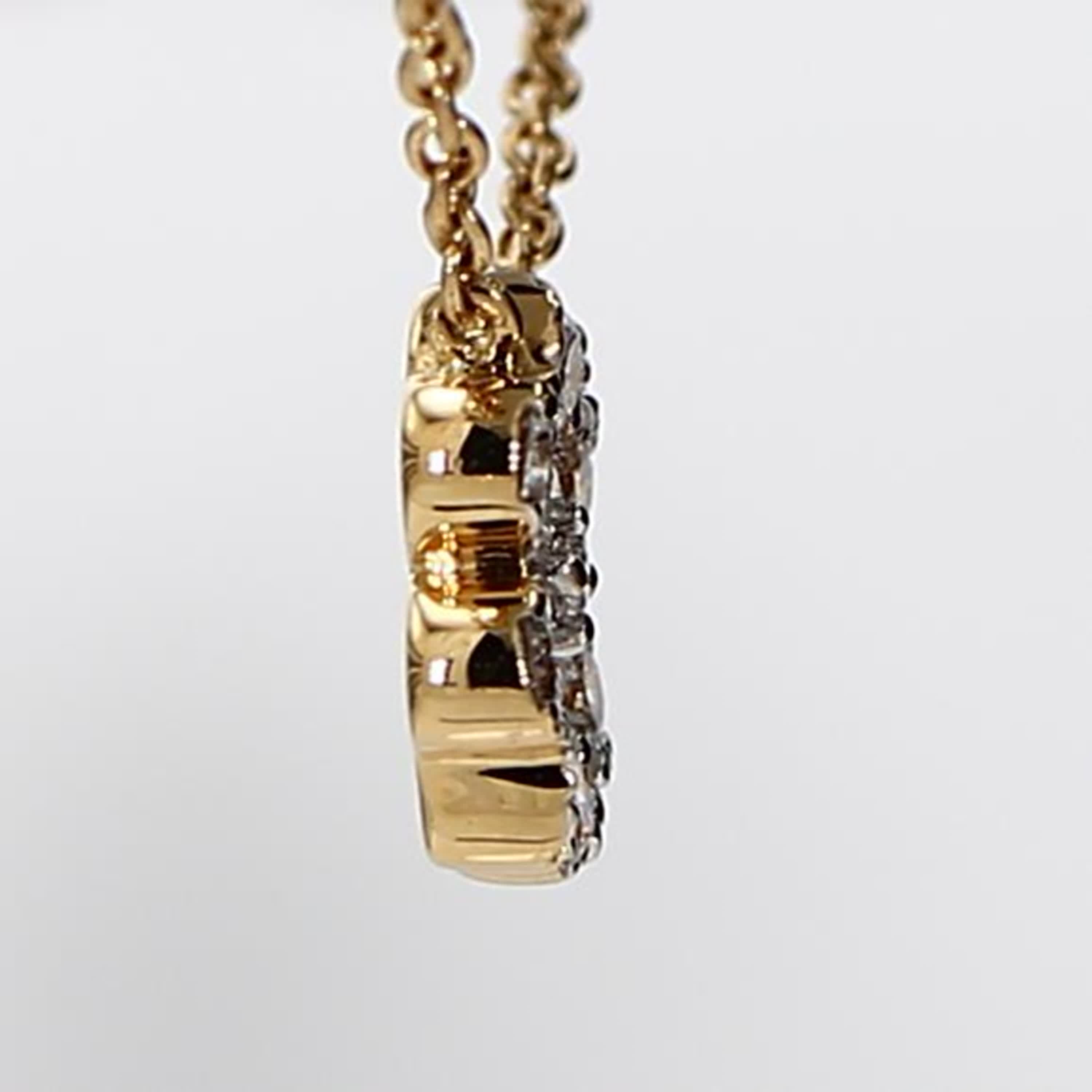 Natural White Round Diamond .33 Carat TW Yellow Gold Flower Pendant