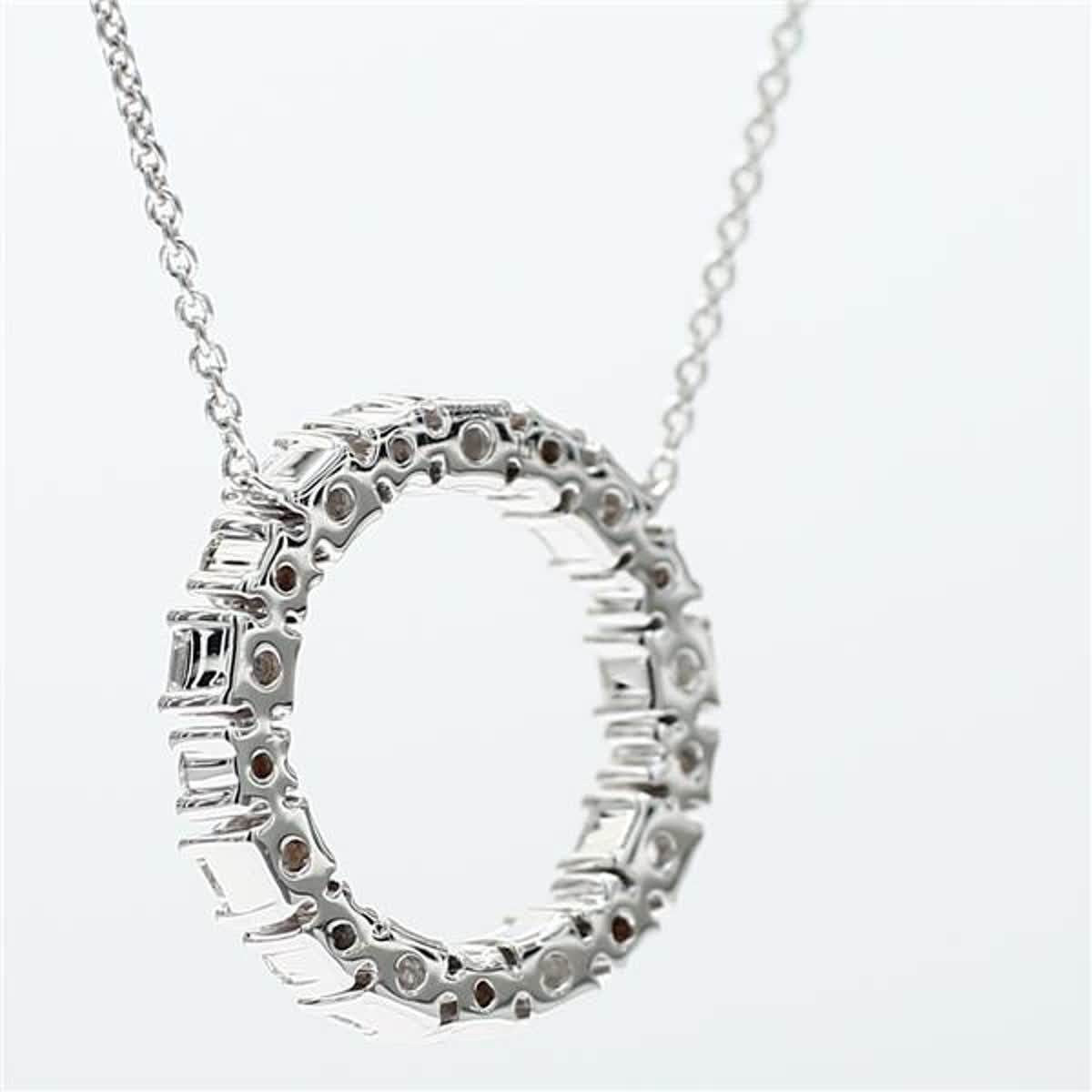 Natural White Radiant and Round Diamonds 1.35 Carat TW White Gold Necklace